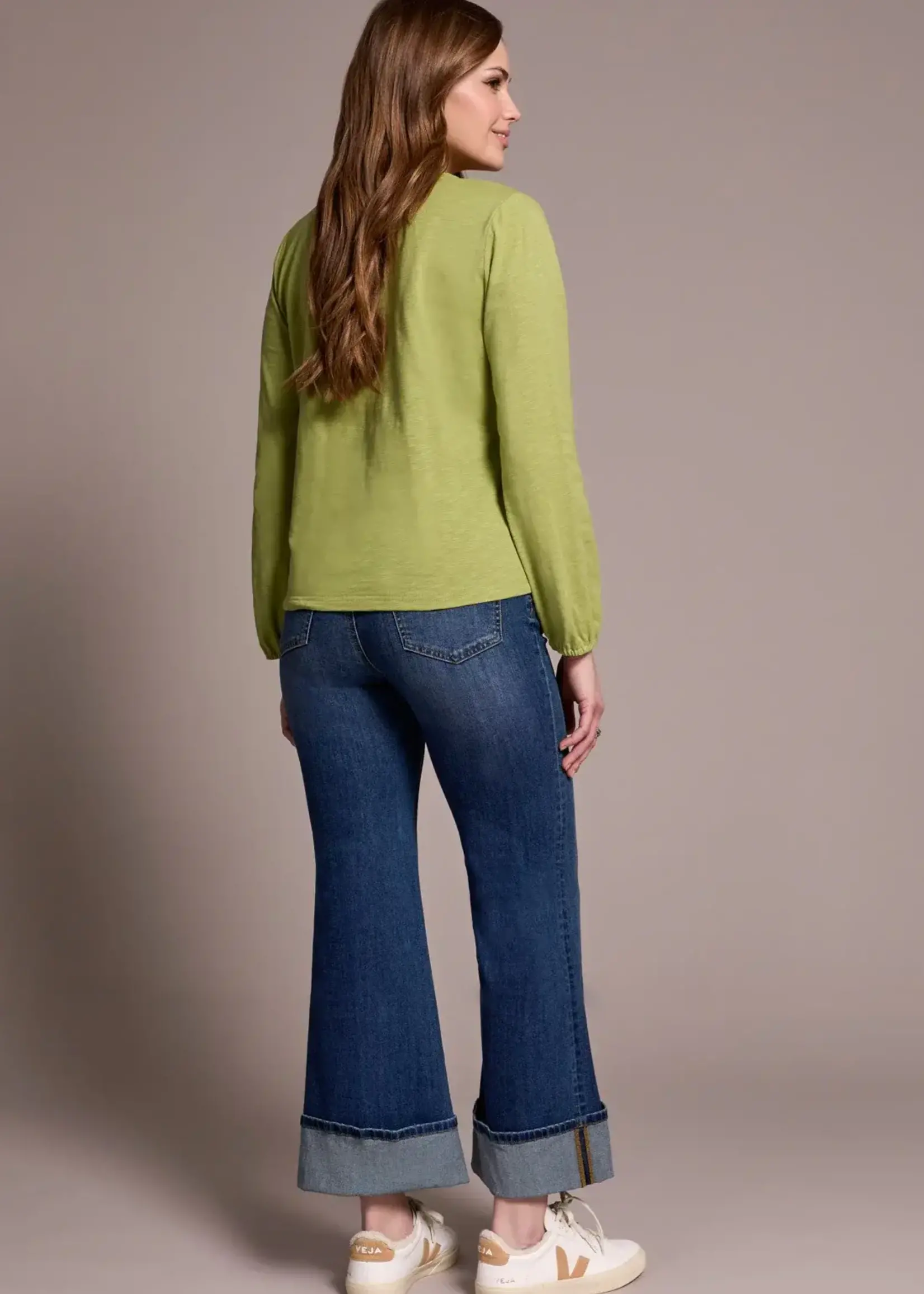 Tribal Tribal L/S Split Neck Top w/ Tassel 2232O