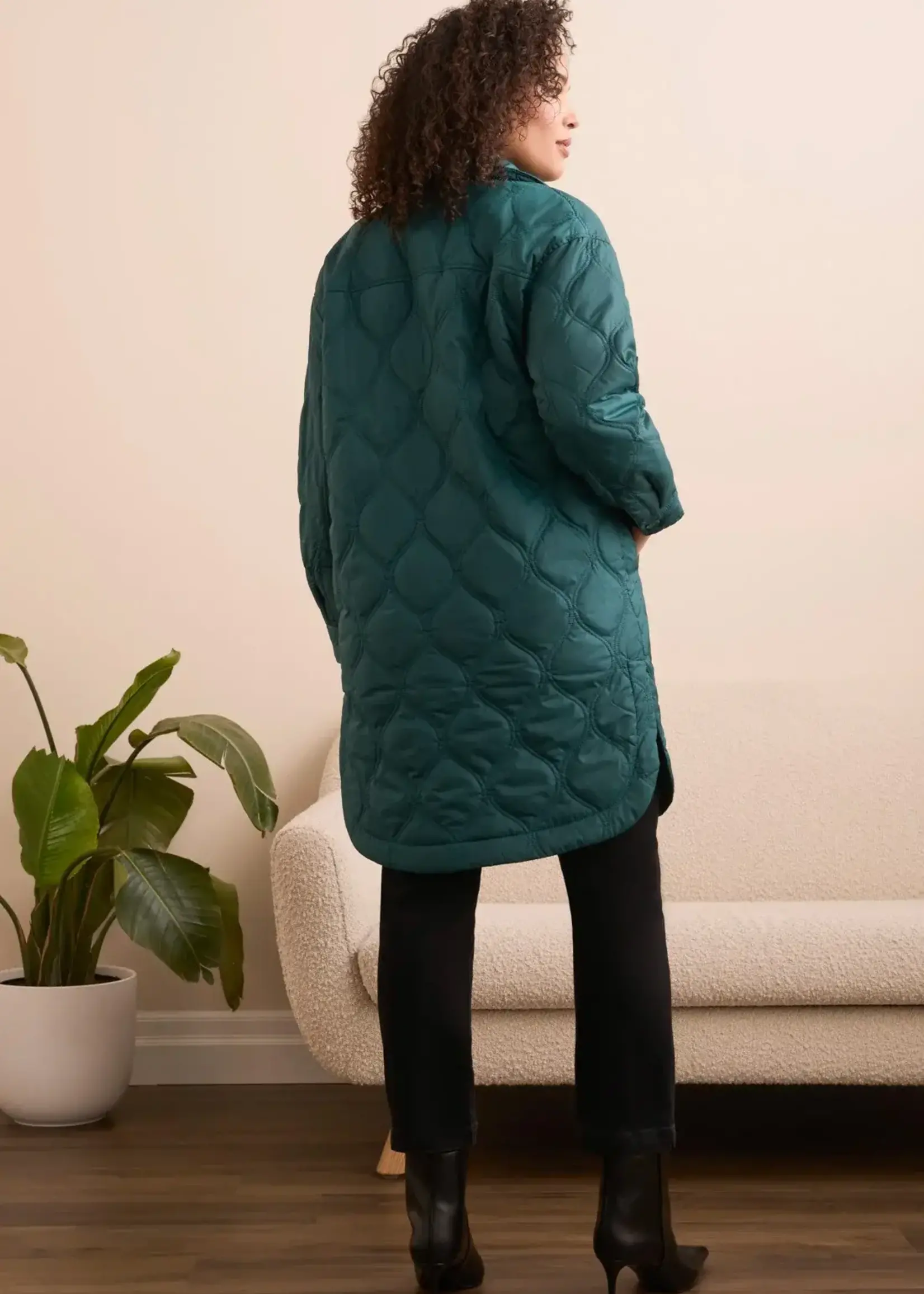 Tribal Tribal Long Button Front Quilted Jacket 5576O