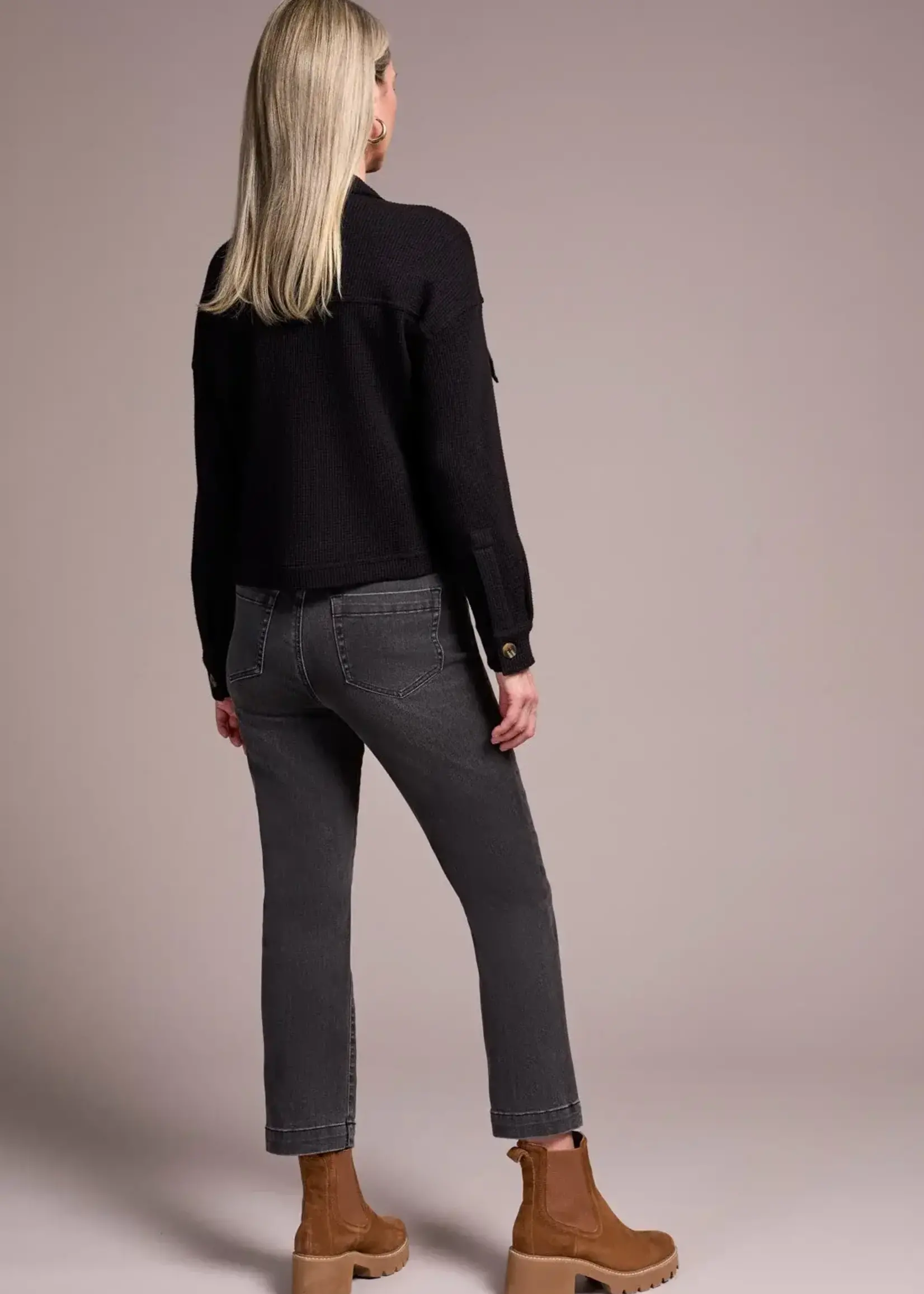 Tribal Tribal Crop Knit Shacket w/ Patch Pockets 5900O