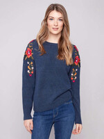 Charlie B Charlie B Embroidered Raglan Sleeve Sweater C2268Y