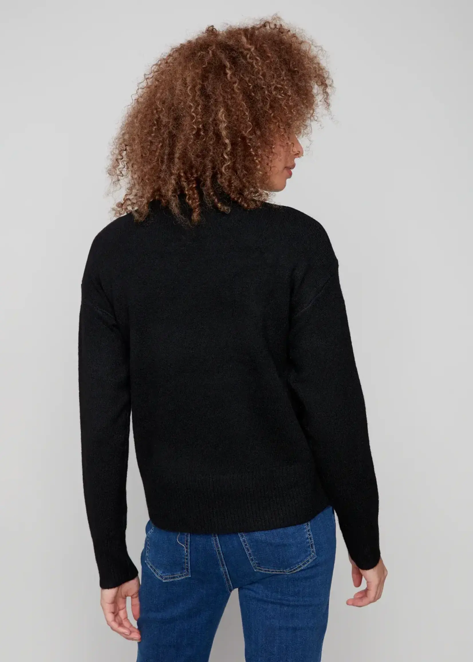 Charlie B Charlie B Intarsia Heart Mock Neck Sweater C2896