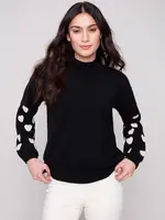 Charlie B Charlie B Mock Neck Sweater w/ Boucle Hearts C2689R