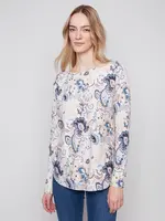 Charlie B Charlie B Printed L/S Boat Neck With Pockets C2818P
