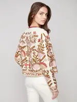 Charlie B Charlie B Edge to Edge Emb Cotton Basketweave Jacket C6368