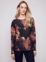 Charlie B Charlie Rev Prt Raglan Slv Sweater C2268Y