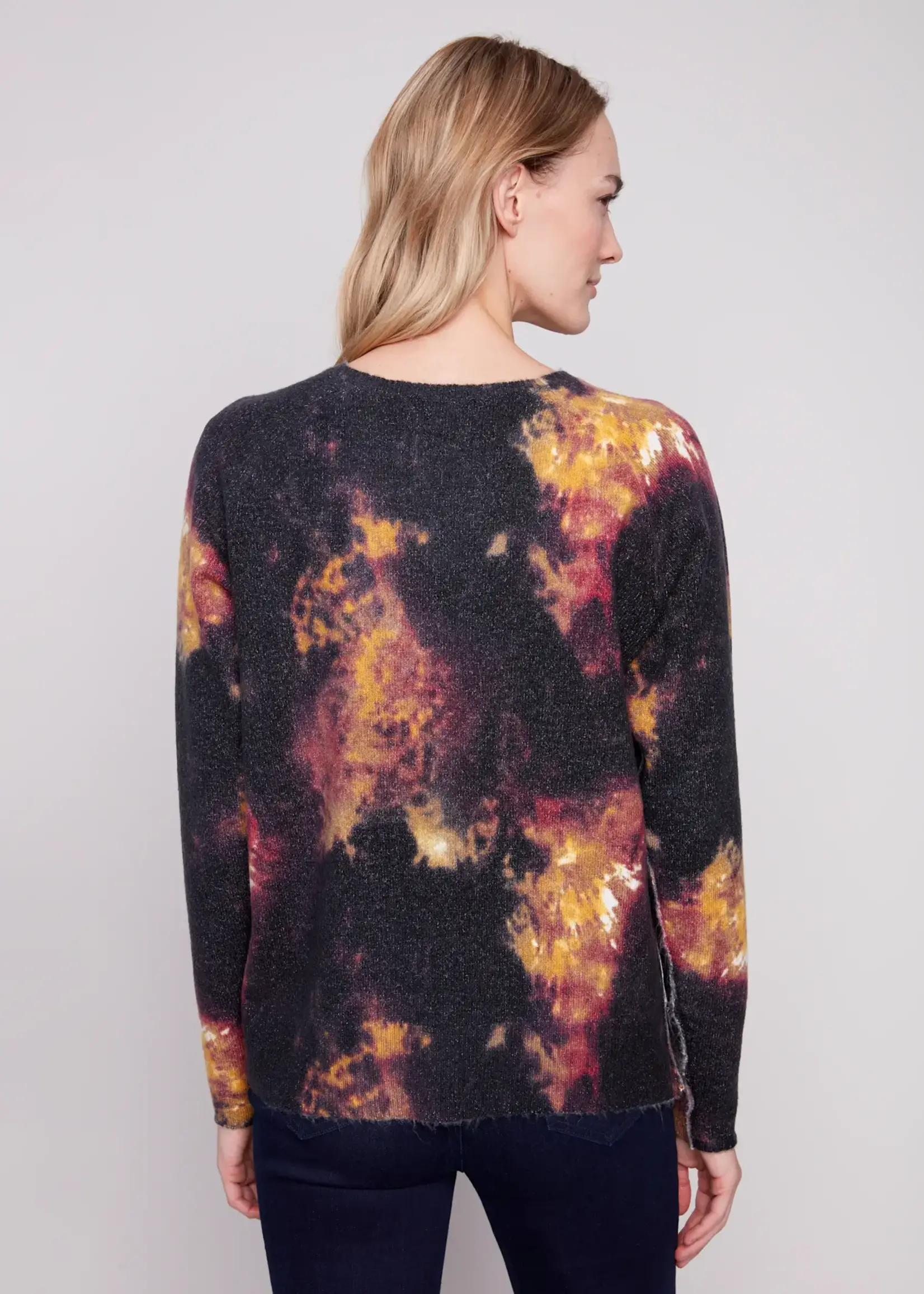 Charlie B Charlie Rev Prt Raglan Slv Sweater C2268Y