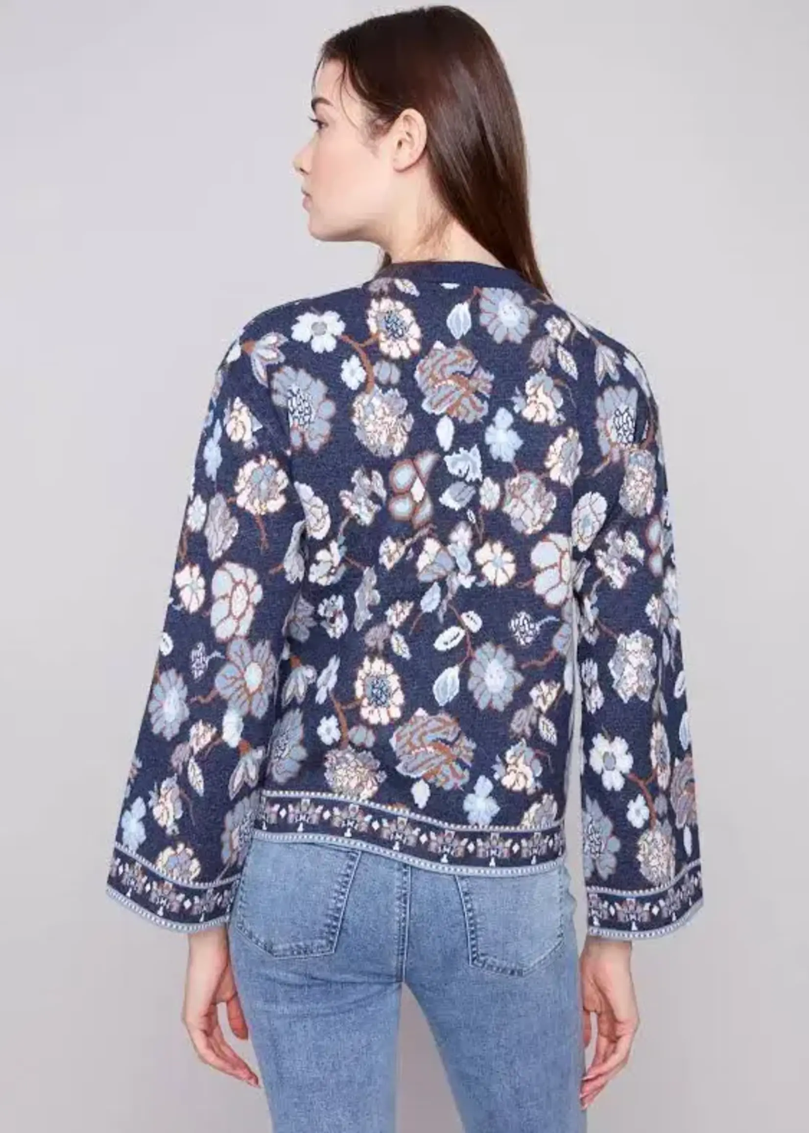 Charlie B Charlie B L/S Crew Neck Jacquard Sweater C2905