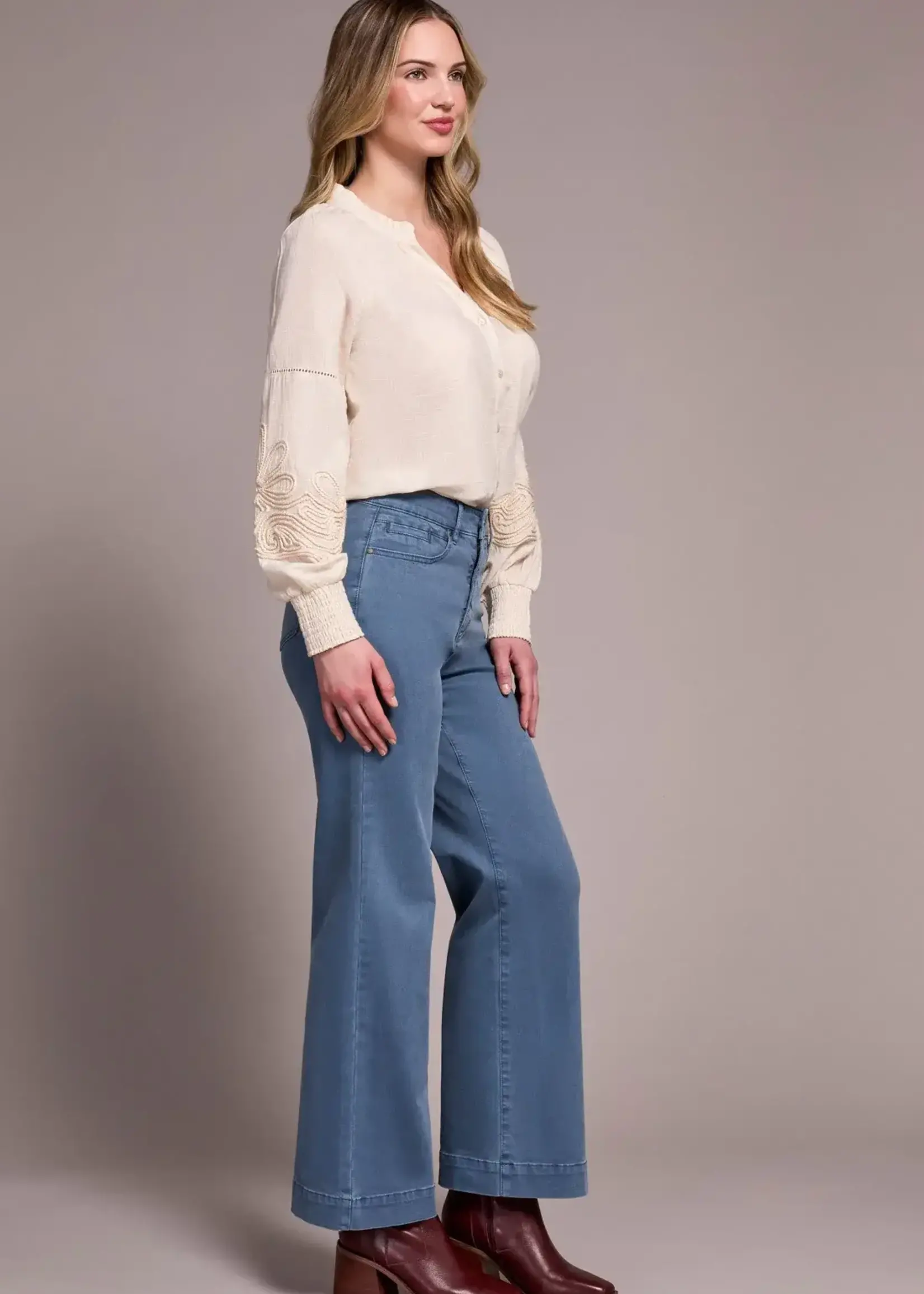 Tribal Tribal Fly Front Wide Leg Pant 1861O