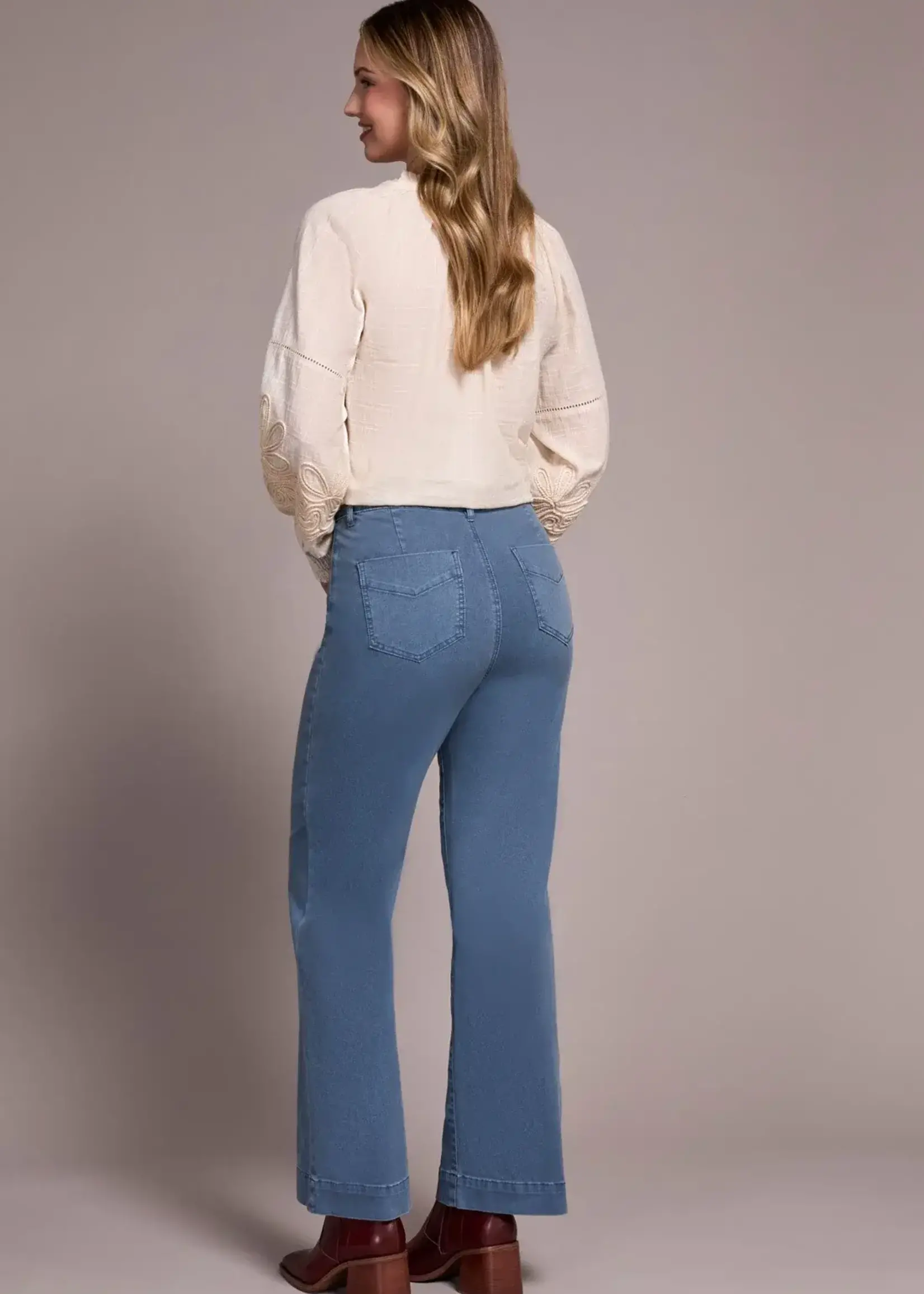 Tribal Tribal Fly Front Wide Leg Pant 1861O