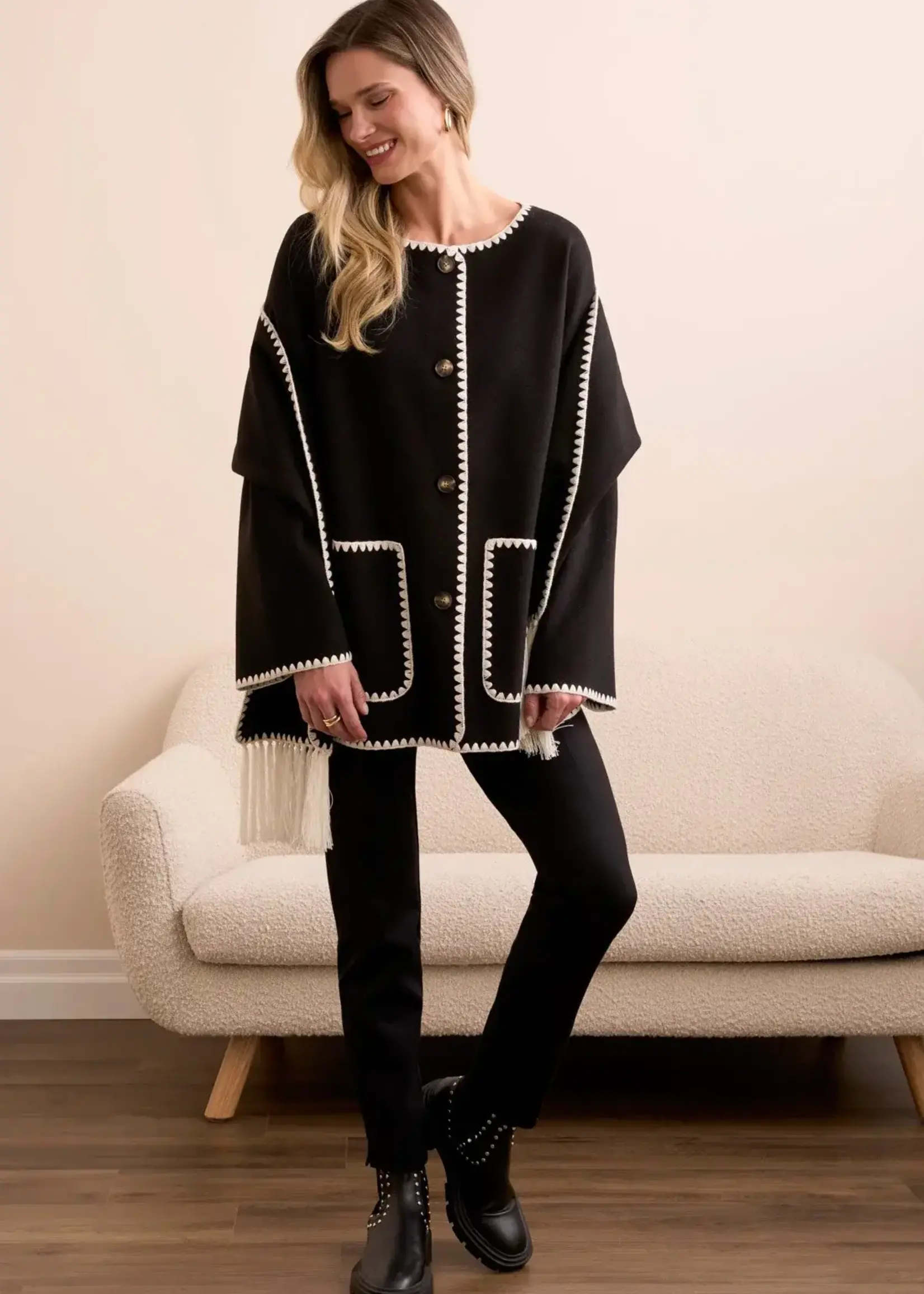 Tribal Tribal L/S Button Front w/ Detachable Scarf 2287O