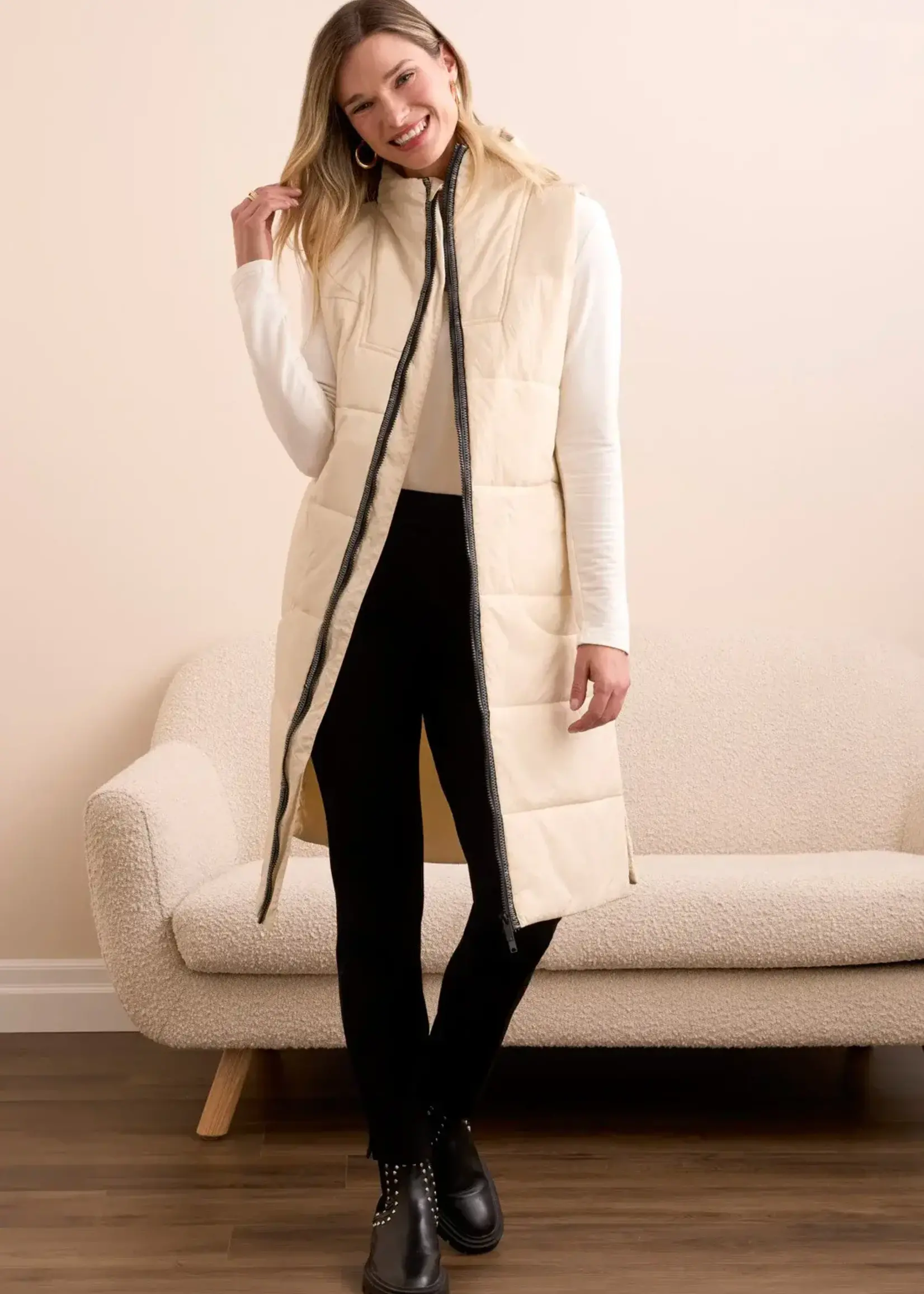 Tribal Tribal Zip Front Quilted Vest 2314O