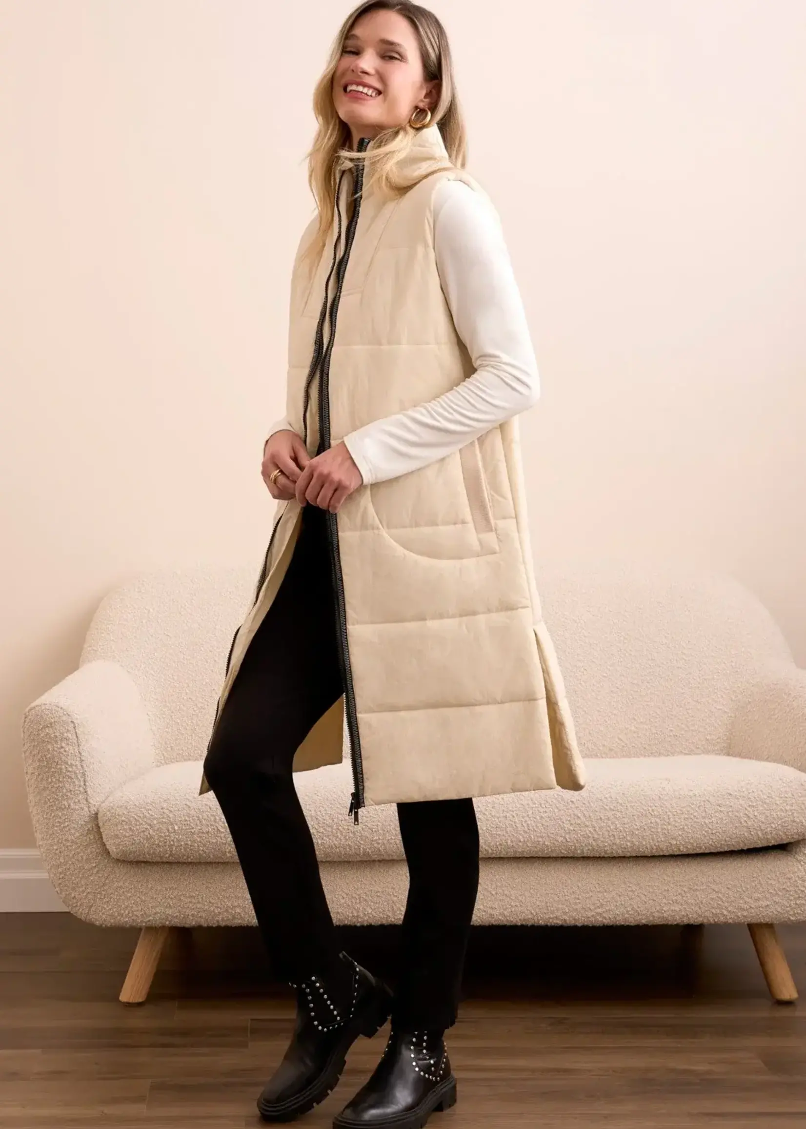 Tribal Tribal Zip Front Quilted Vest 2314O