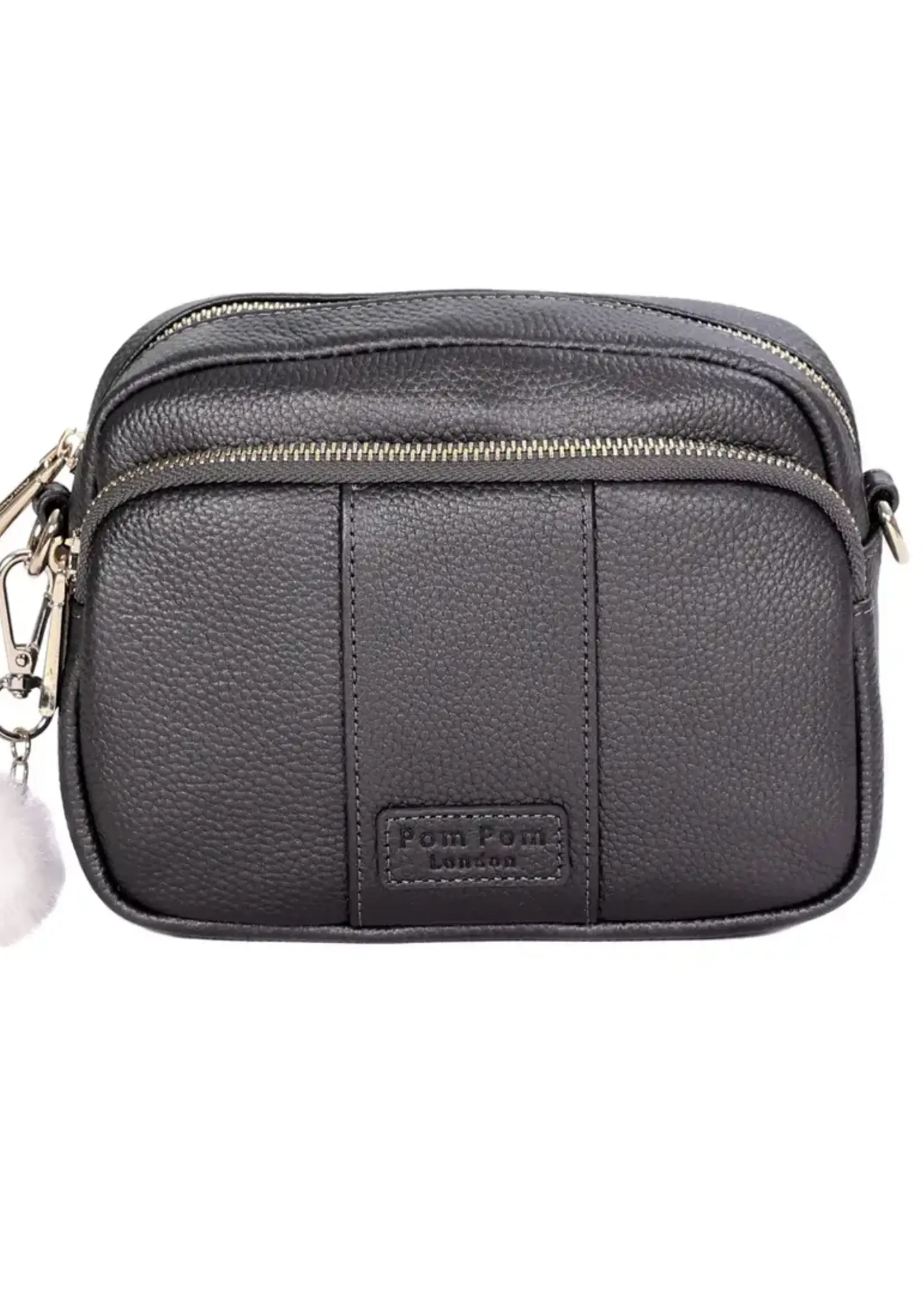 Pom Pom London Pom Pom Mayfair Original Metaallic Bag & Accessories - Pewter