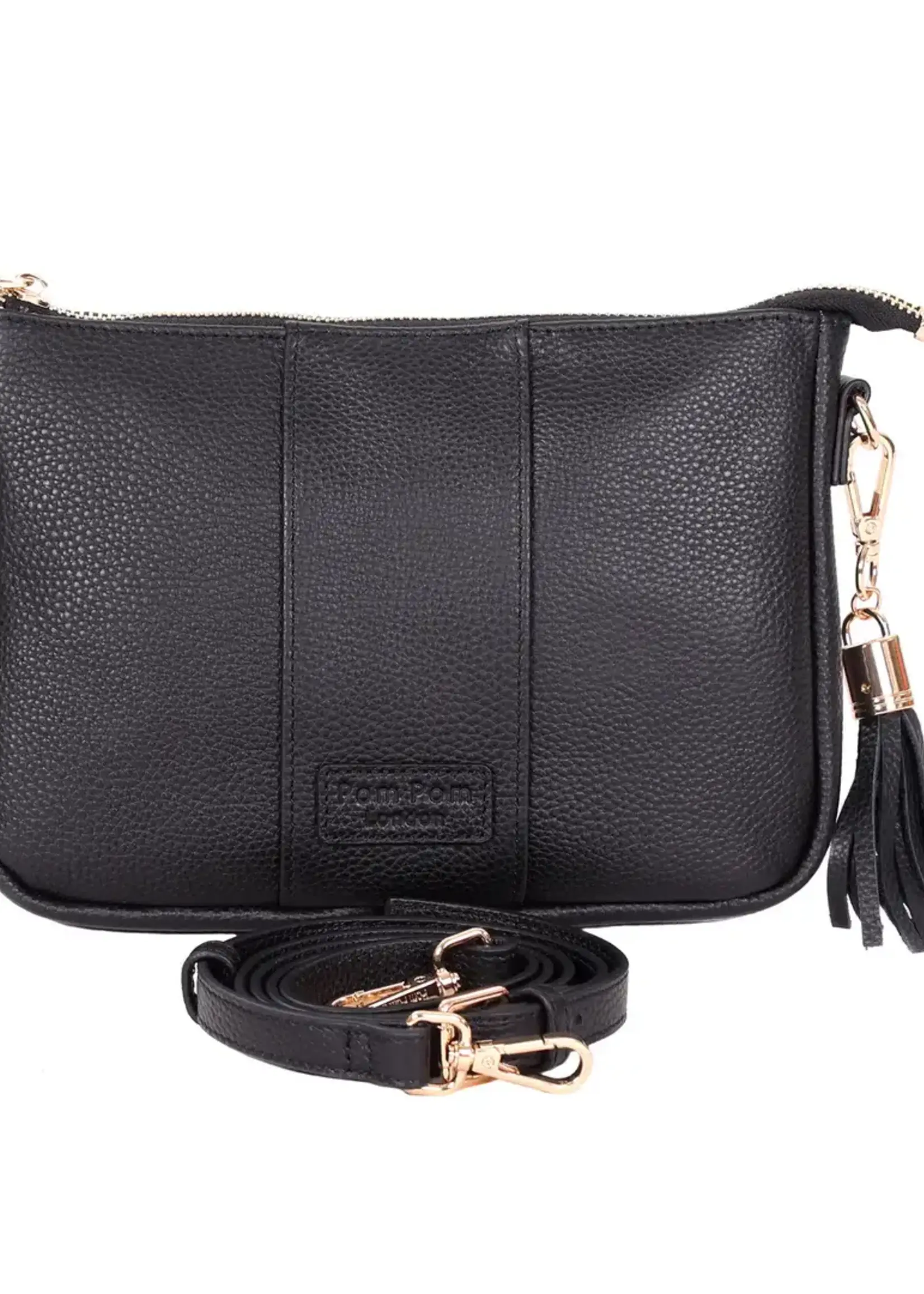 Pom Pom London Pom Pom City Slim Leather Bag - Black