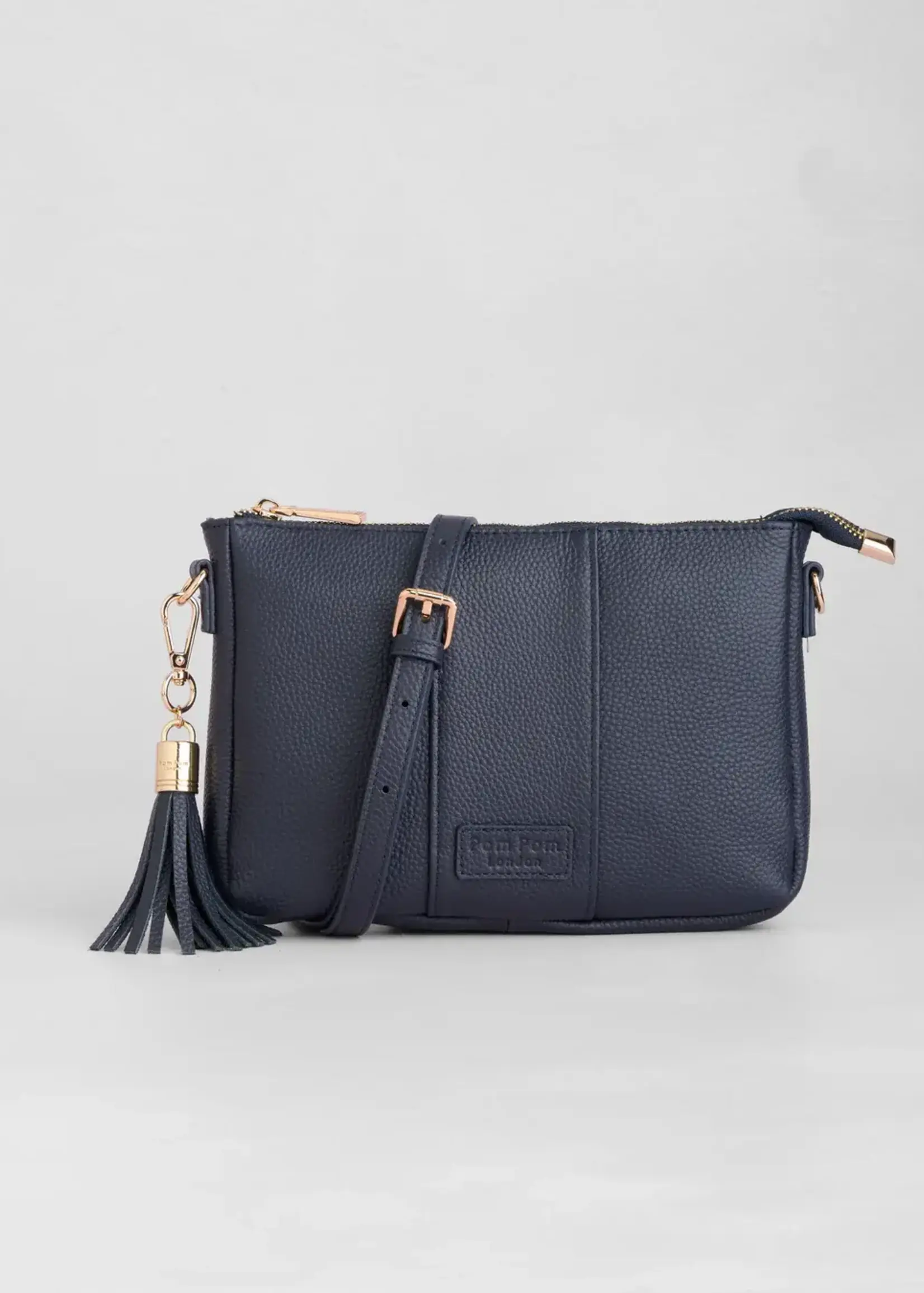 Pom Pom London Pom Pom City Slim Leather Bag - Navy