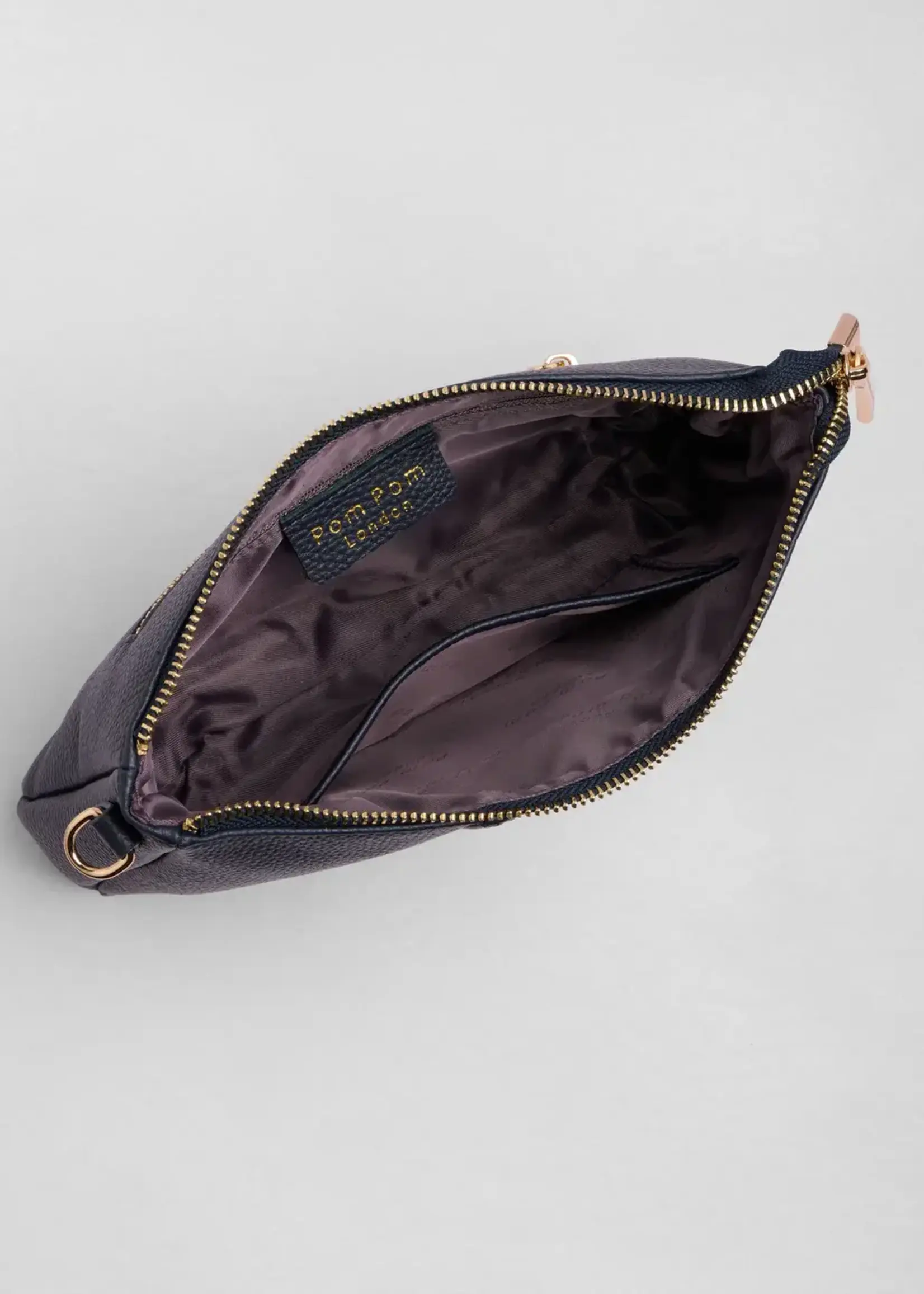Pom Pom London Pom Pom City Slim Leather Bag - Navy
