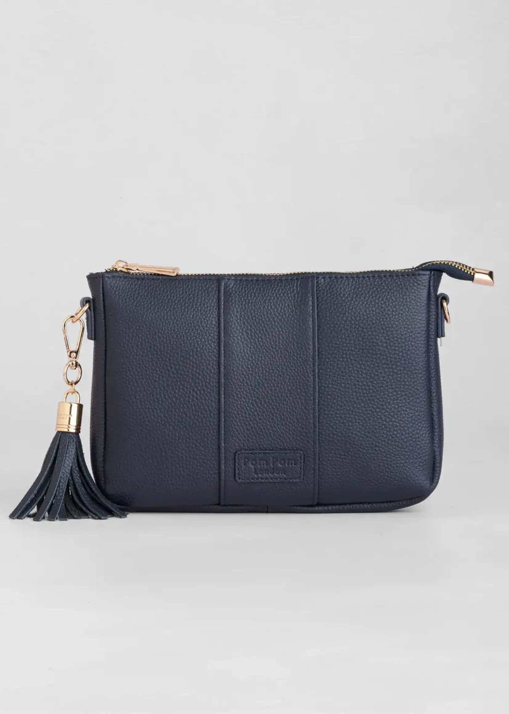 Pom Pom London Pom Pom City Slim Leather Bag - Navy