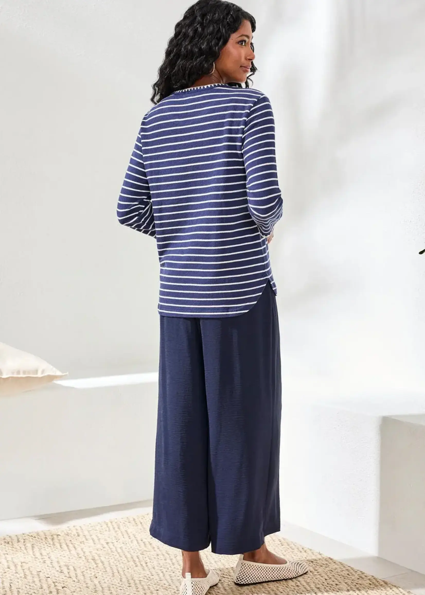 Tribal Tribal 3/4 Sleeve Crew Neck Top w/ Contrast 2433O