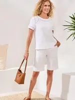 Tribal Tribal Short Sleeve Top w/ Dotted Lace 2466O