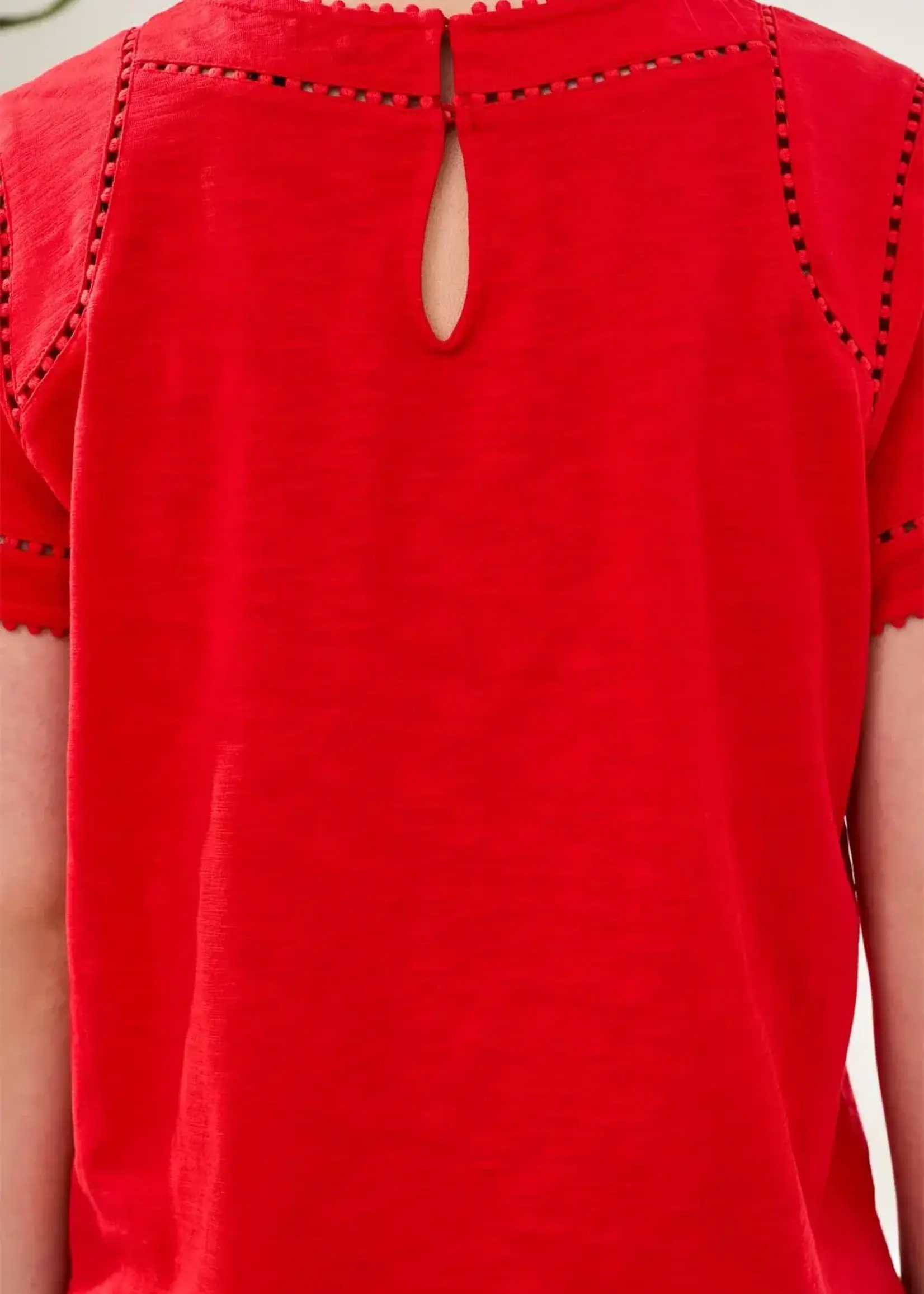 Tribal Tribal Short Sleeve Top w/ Dotted Lace 2466O