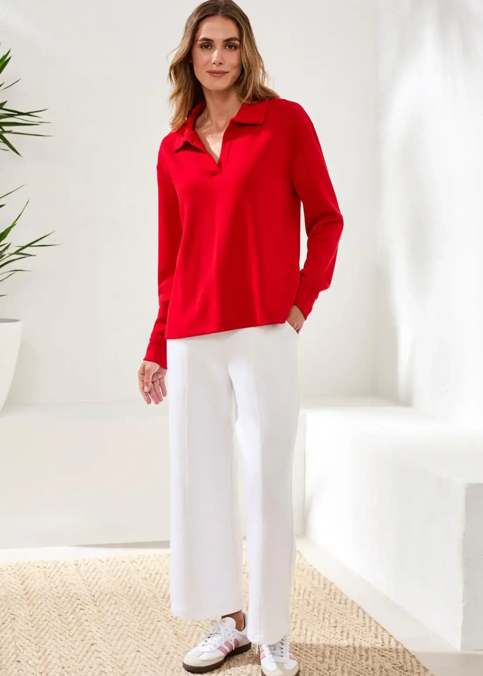 Tribal Tribal Long Sleeve Johnny Collar Top 2488O