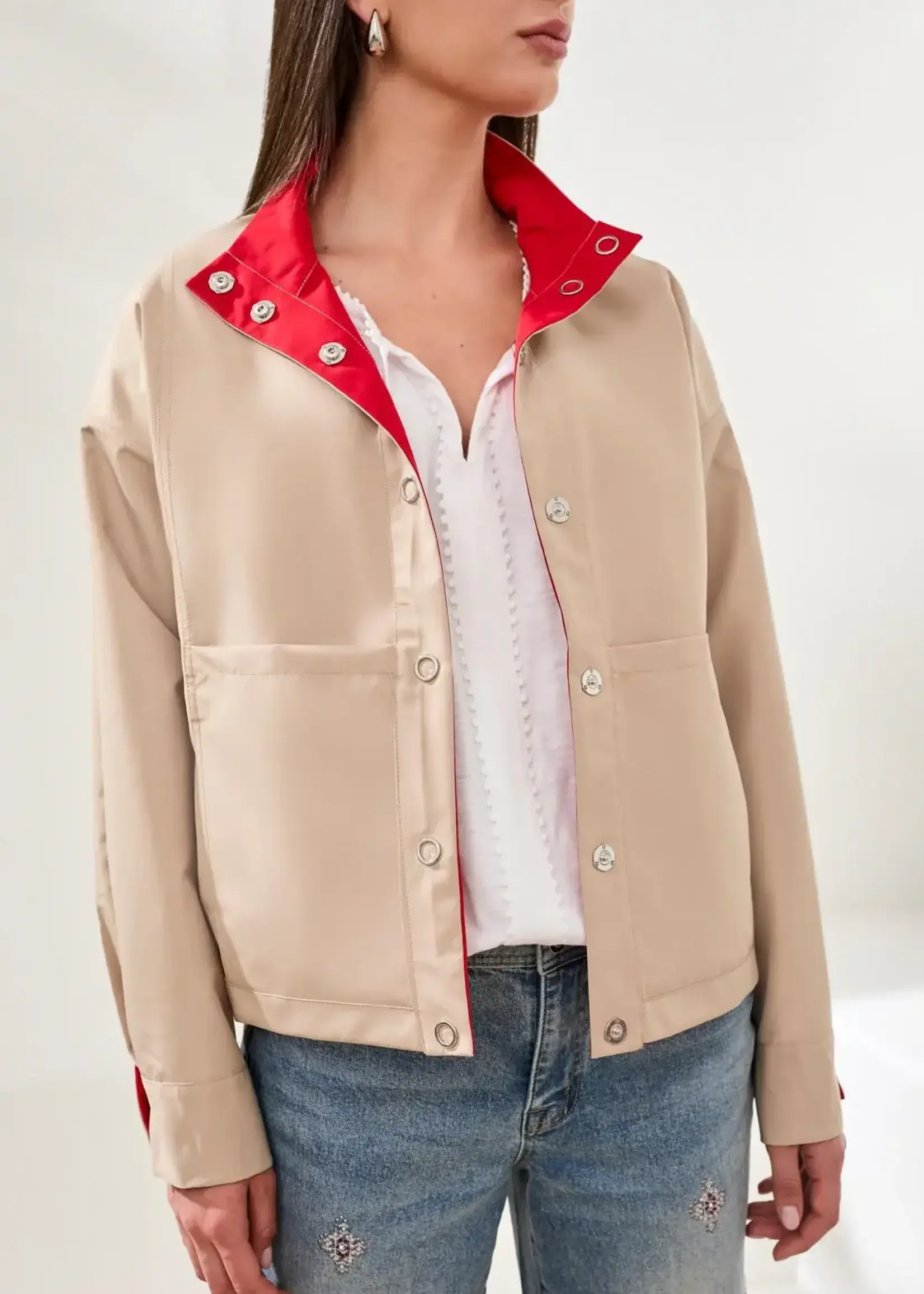 Tribal Tribal Long Sleeve Snap Front Reversible Jacket 2494O