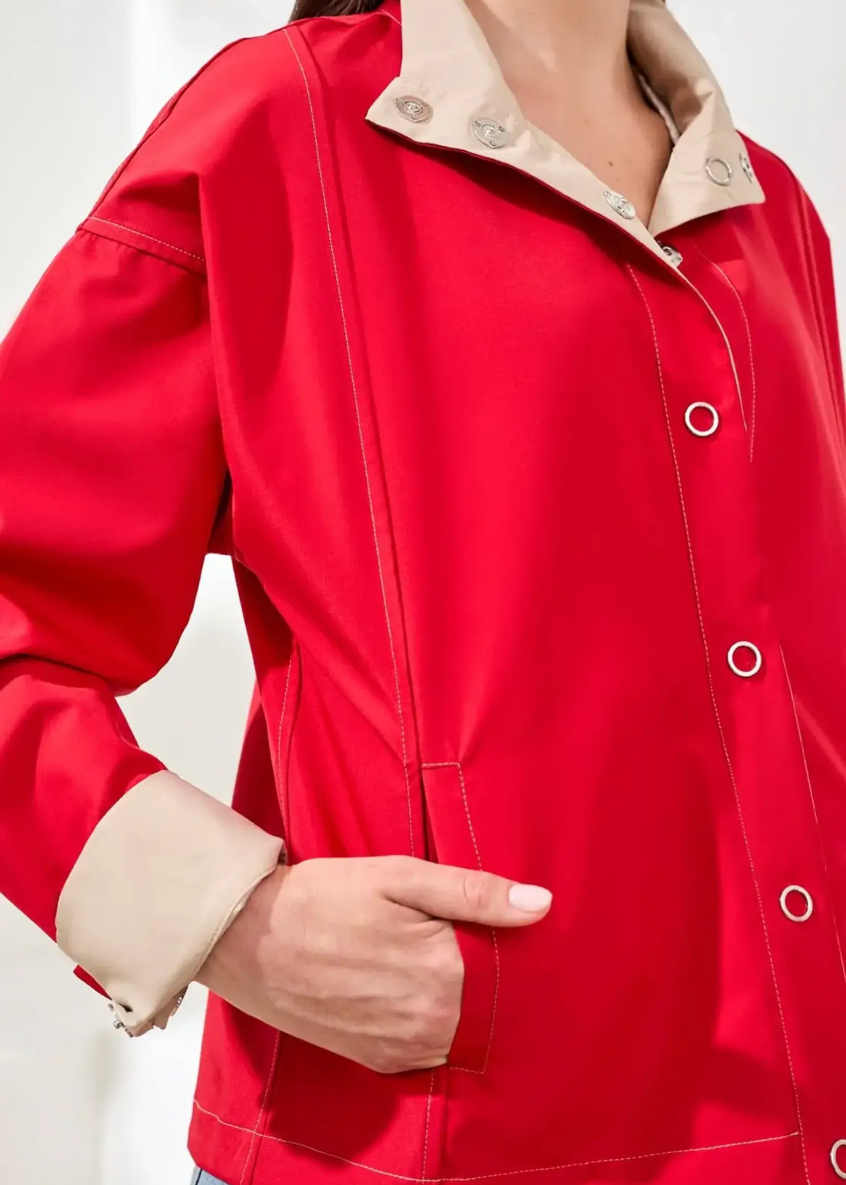 Tribal Tribal Long Sleeve Snap Front Reversible Jacket 2494O