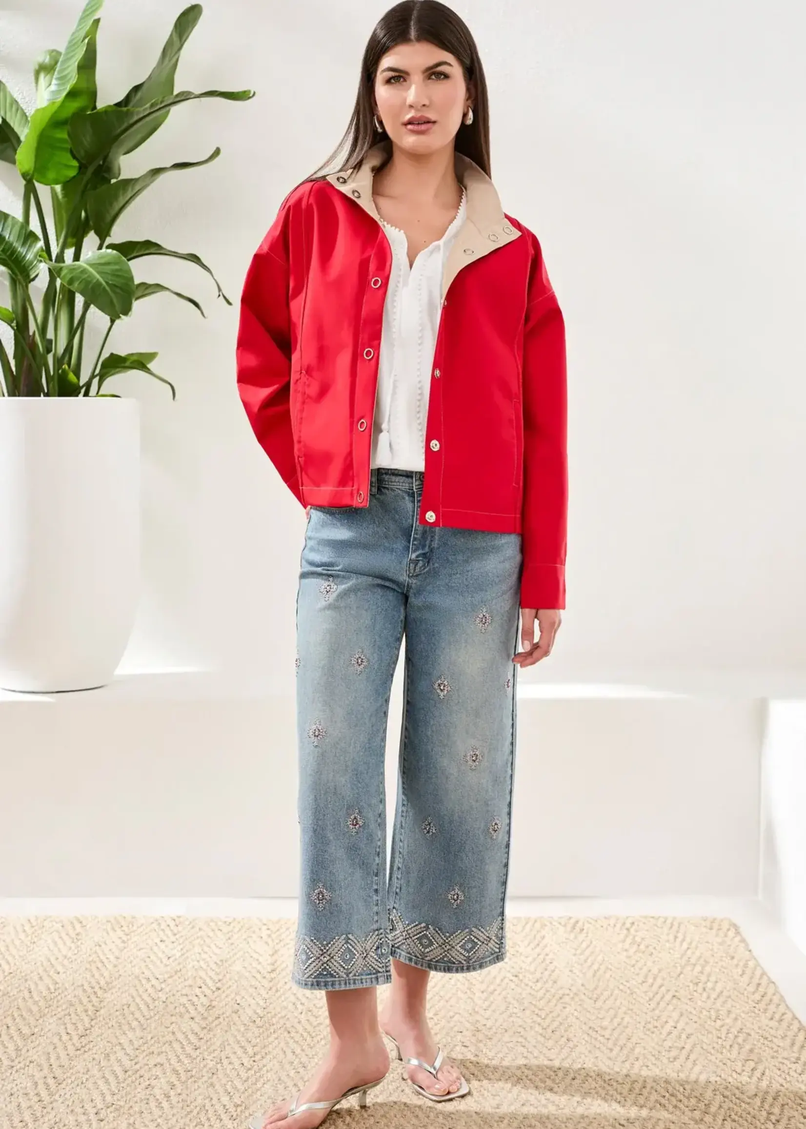 Tribal Tribal Long Sleeve Snap Front Reversible Jacket 2494O