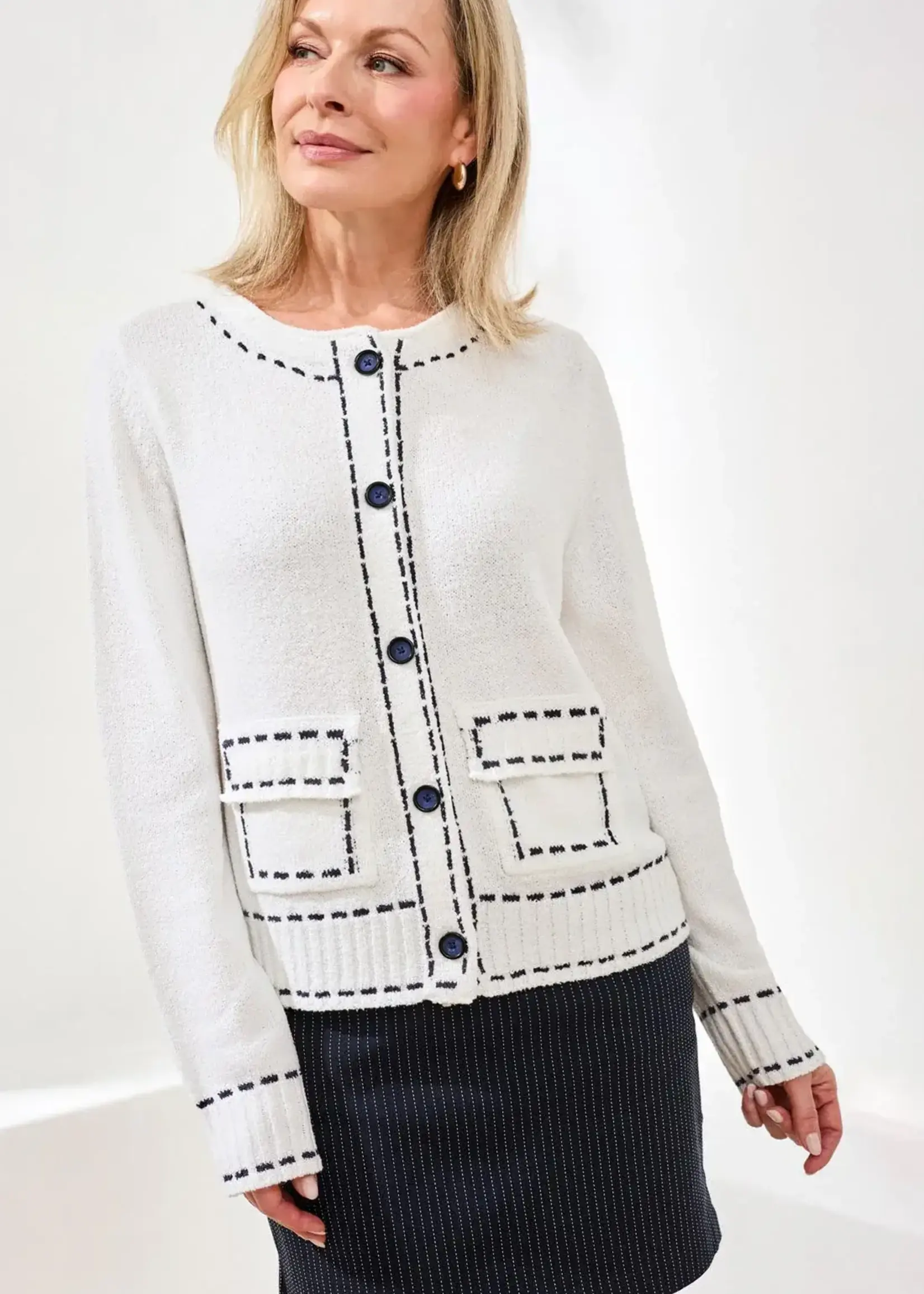 Tribal Tribal Long Sleeve Sweater Cardi w/ Pockets 2500O