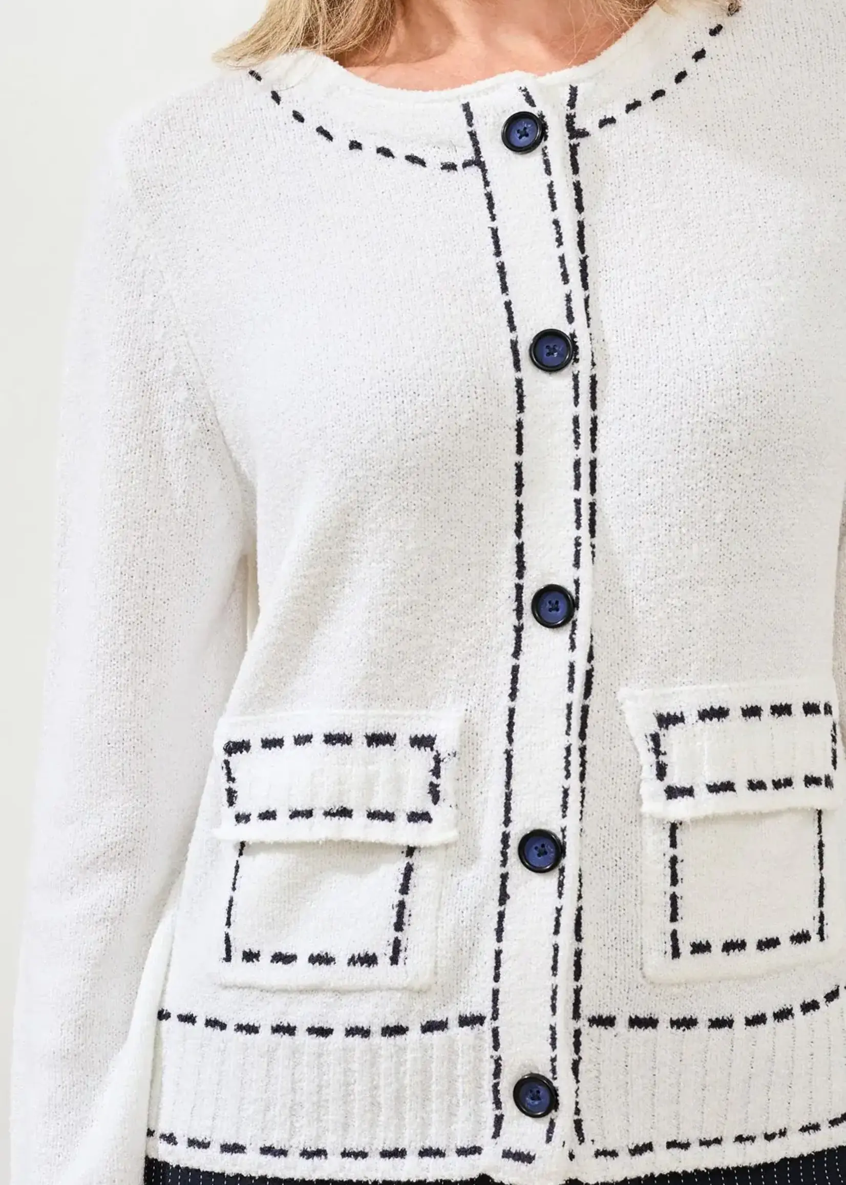 Tribal Tribal Long Sleeve Sweater Cardi w/ Pockets 2500O