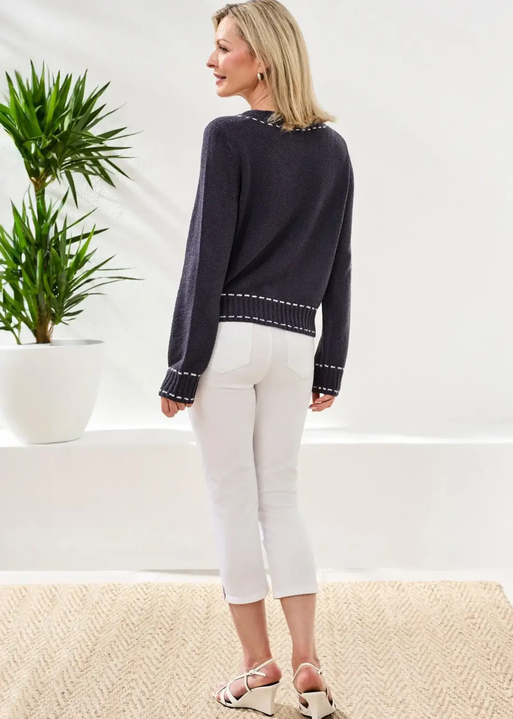 Tribal Tribal Long Sleeve Sweater Cardi w/ Pockets 2500O