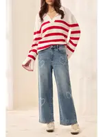 Tribal Tribal Sophia Curvy Printed Straight Ankle Jeans 6083O