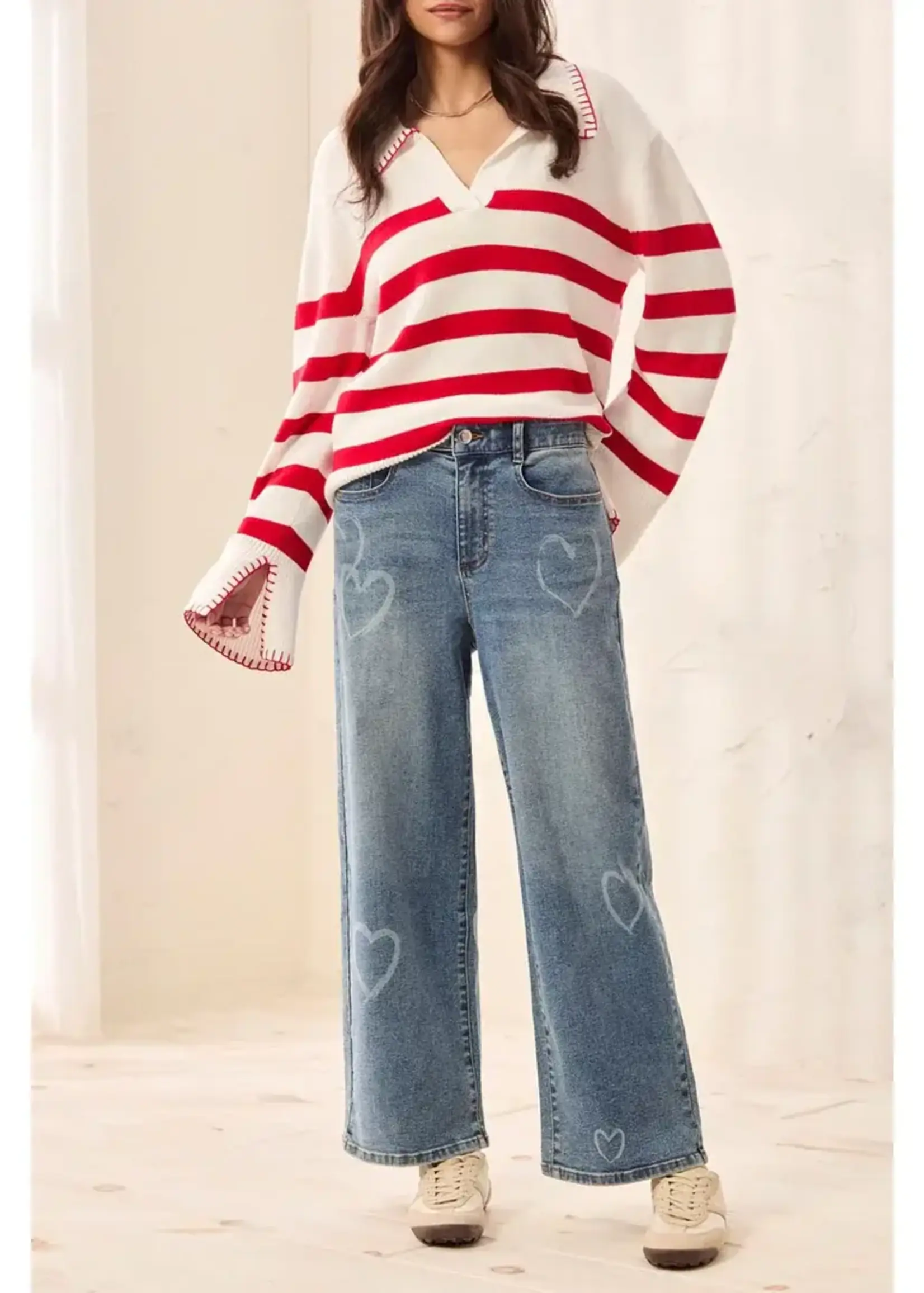 Tribal Tribal Sophia Curvy Printed Straight Ankle Jeans 6083O