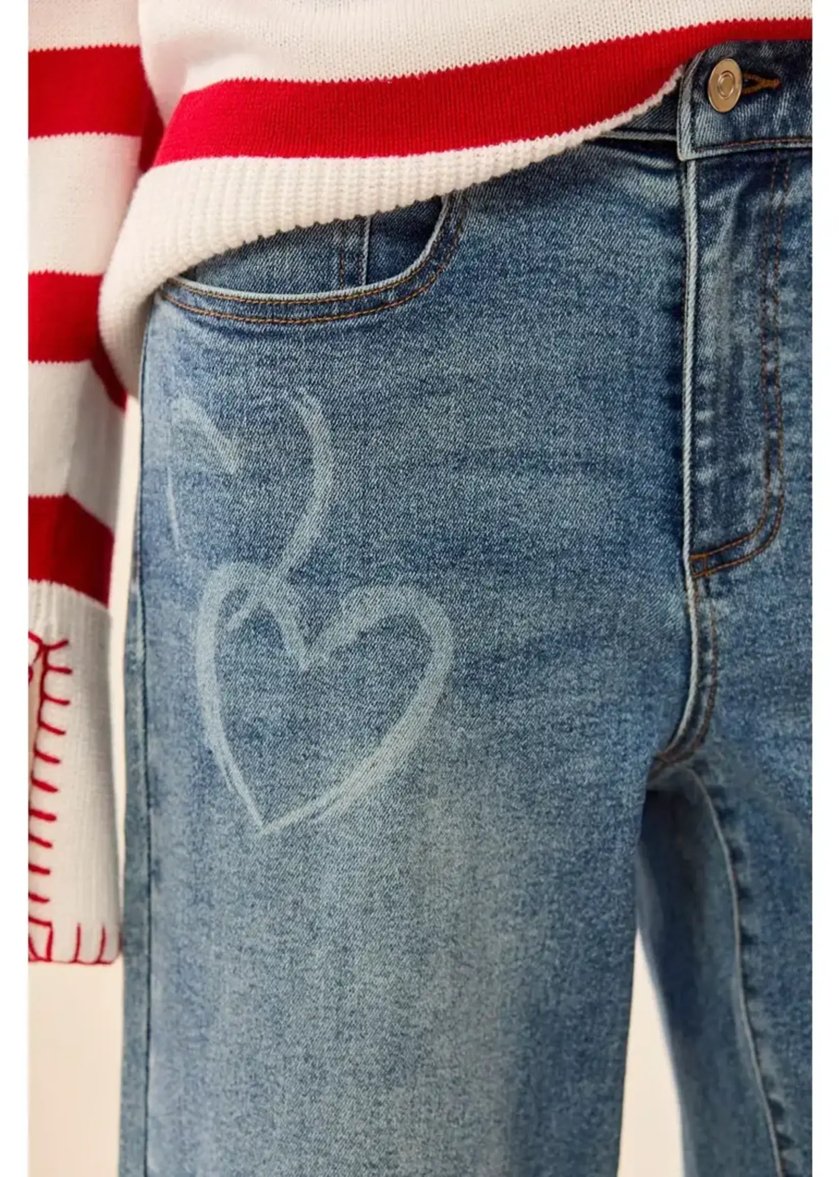 Tribal Tribal Sophia Curvy Printed Straight Ankle Jeans 6083O