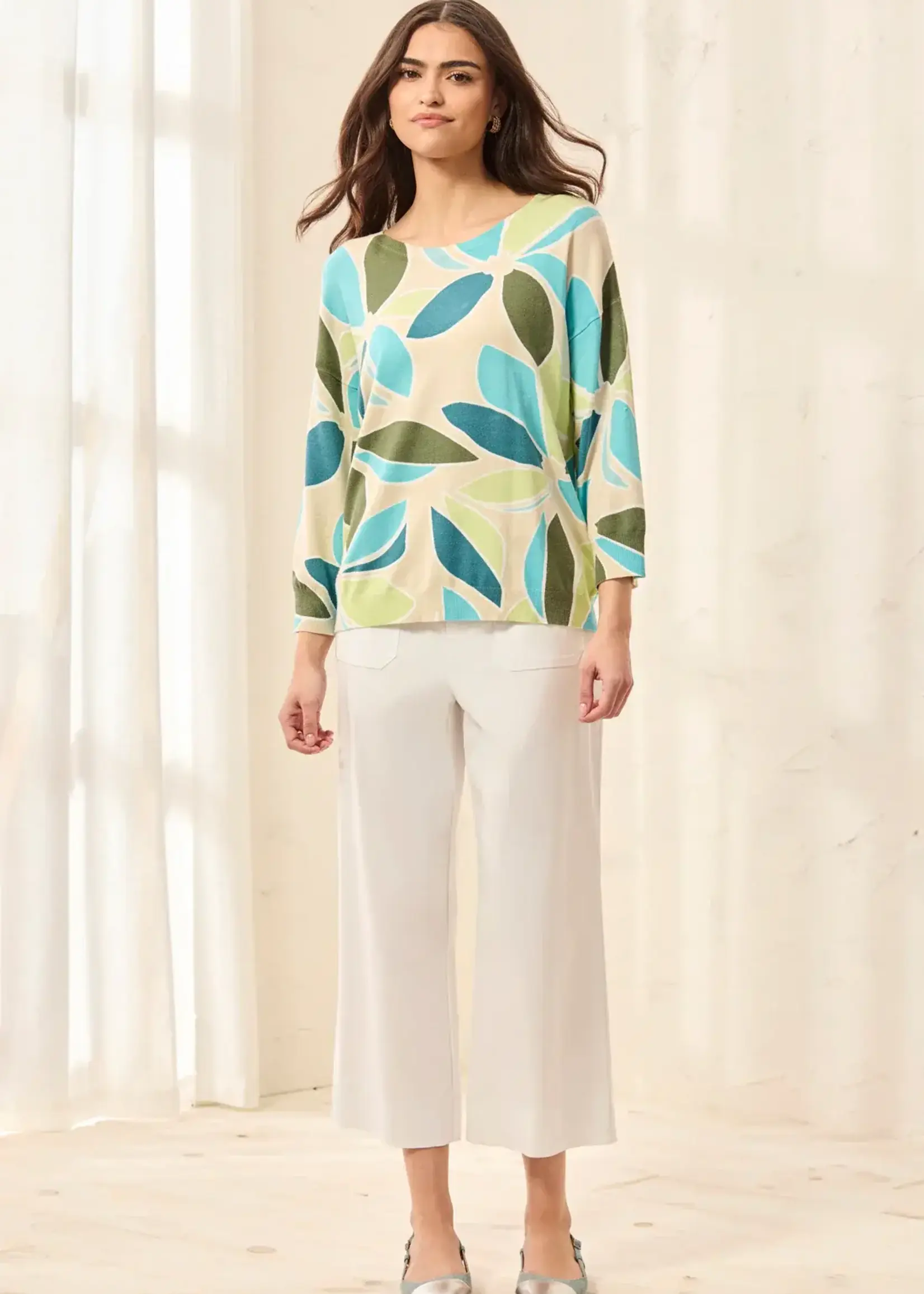 Tribal Tribal Soft 3/4 Sleeve Crew Neck Sweater 2175O