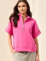 Tribal Tribal Techno S/S Mock Neck Top w/ Zipper 3019O