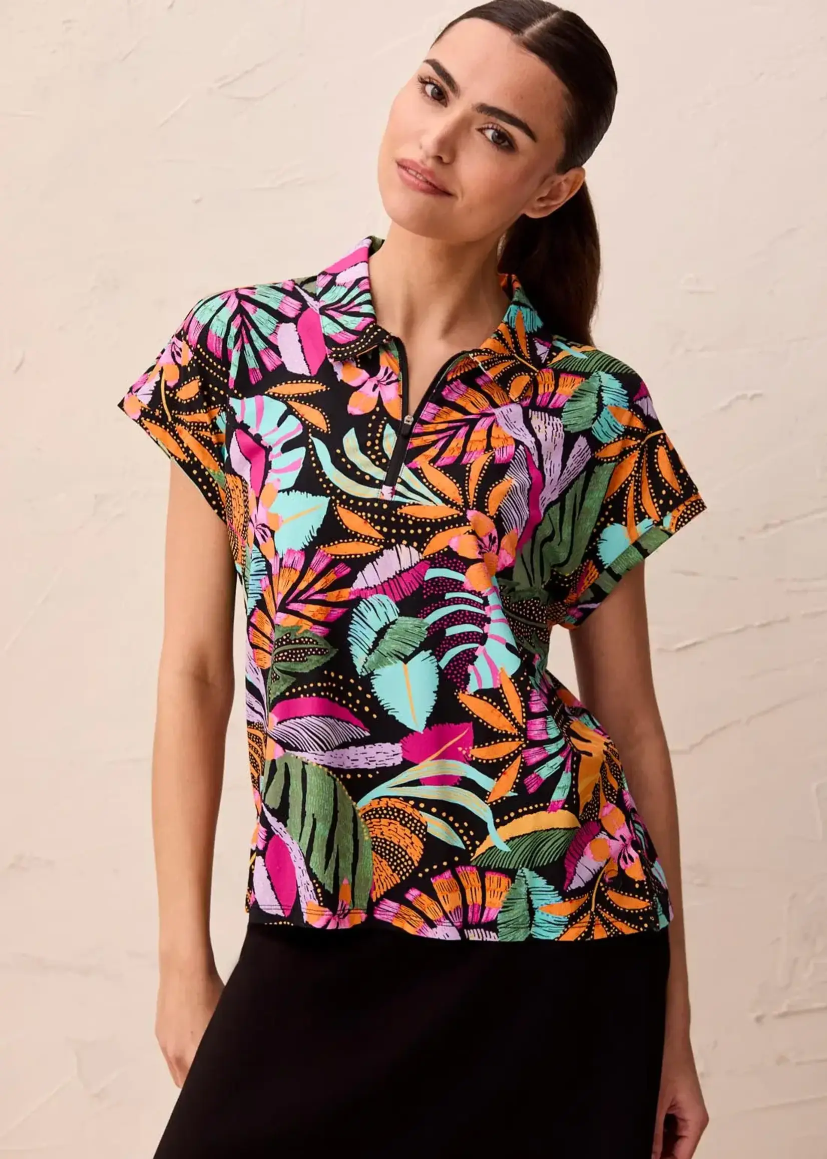 Tribal Tribal Dolman Polo Top 2090O