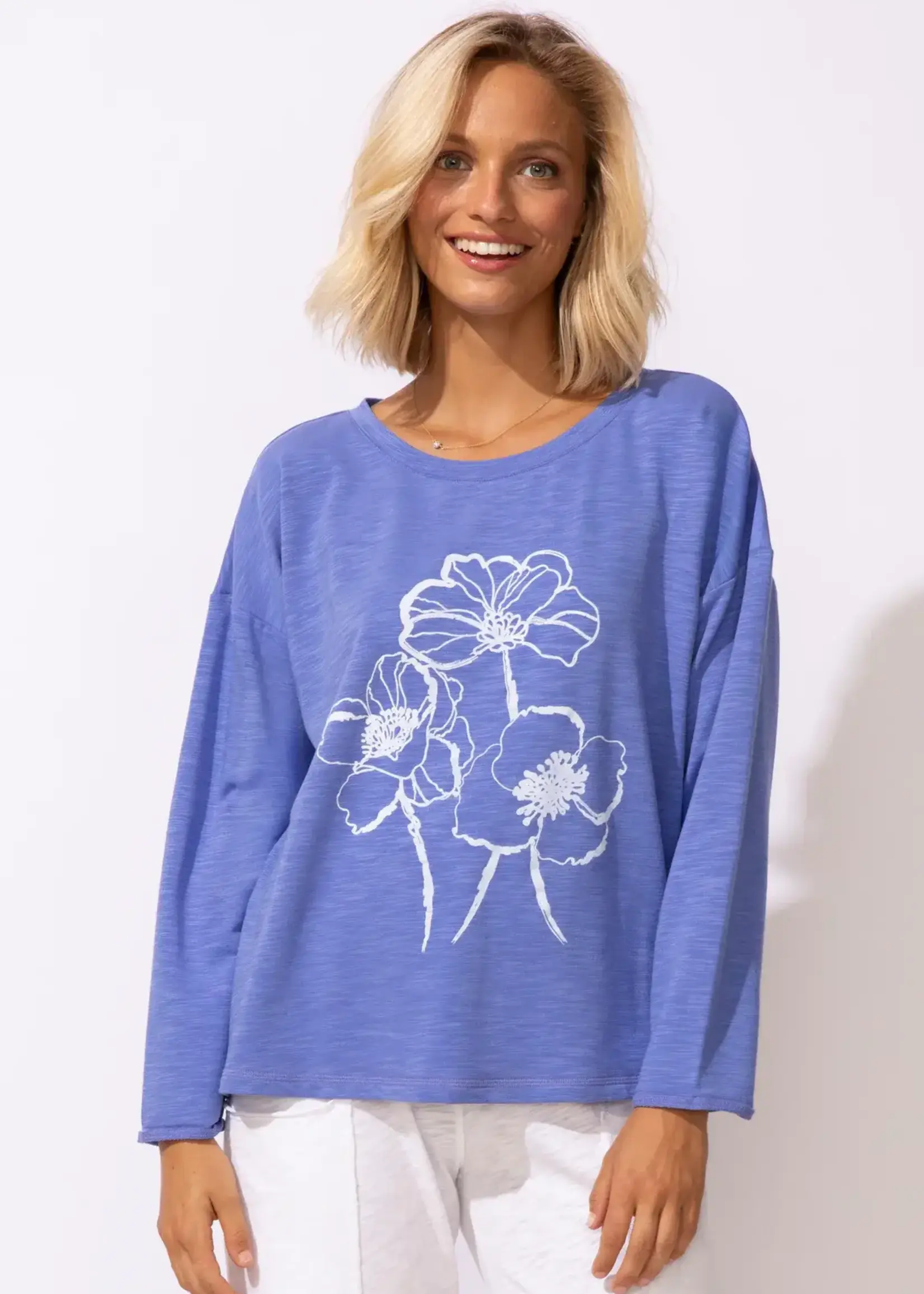 Escape Sketched Blooms Pullover E45801