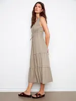 Charlie B Charlie B V Neck Multi Tiered Linen Dress C3221