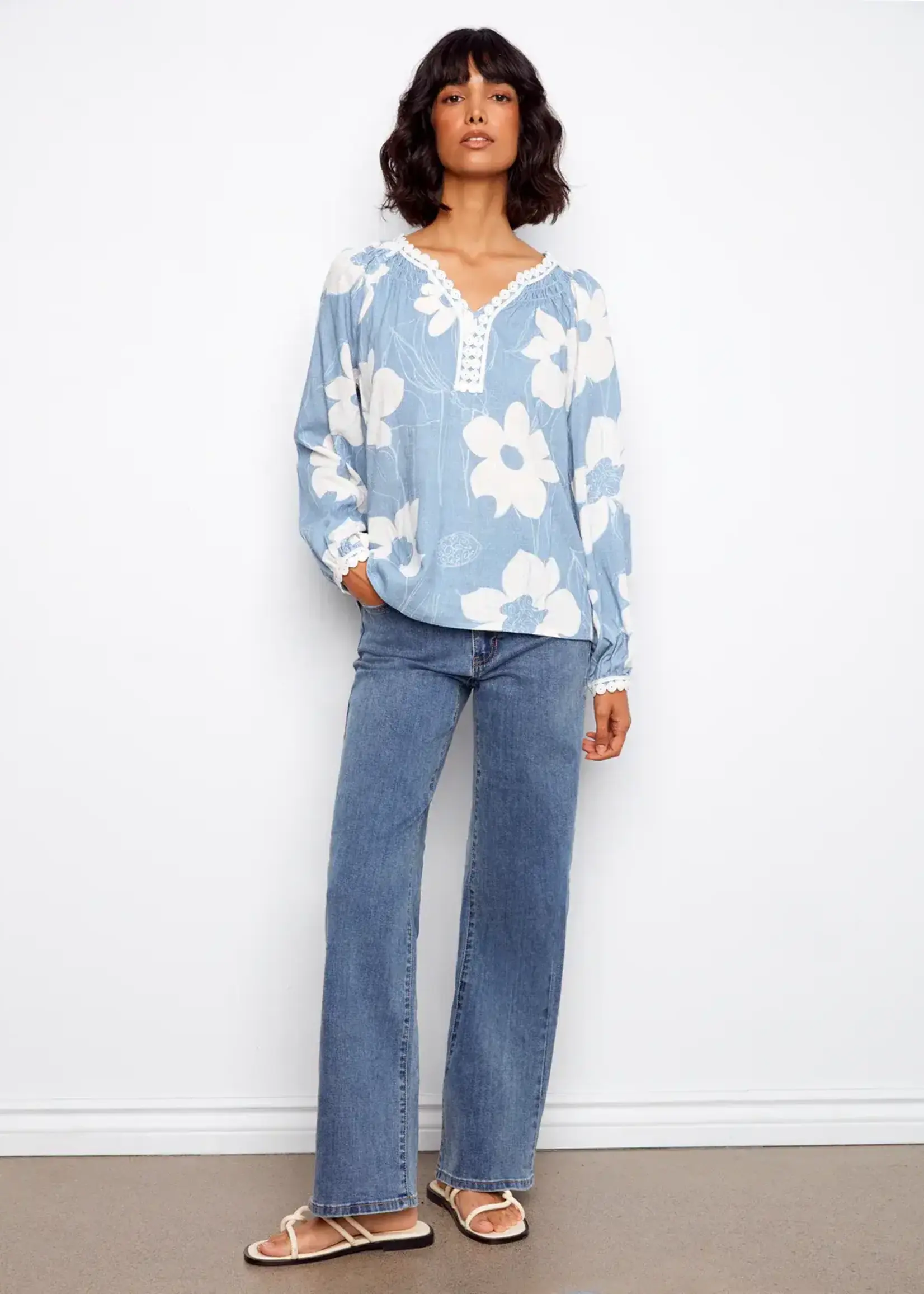 Charlie B Charlie B Raglan L/S Blouse C4602