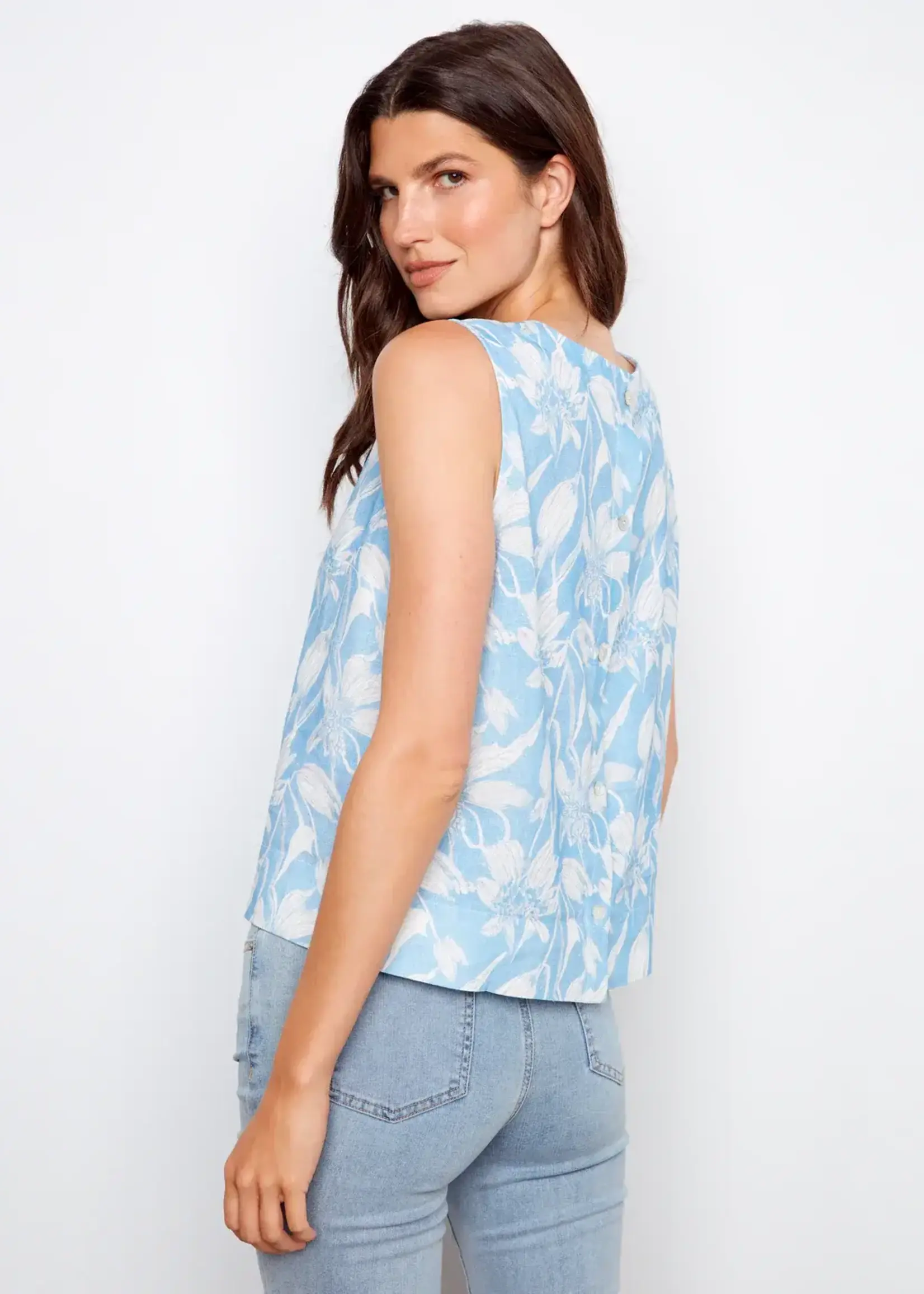 Charlie B Charlie B Sleeveless Blouse w/ Back Button C4653