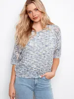 Charlie B Charlie B S/S Fishnet Space Dye Dolman Sweater C2948