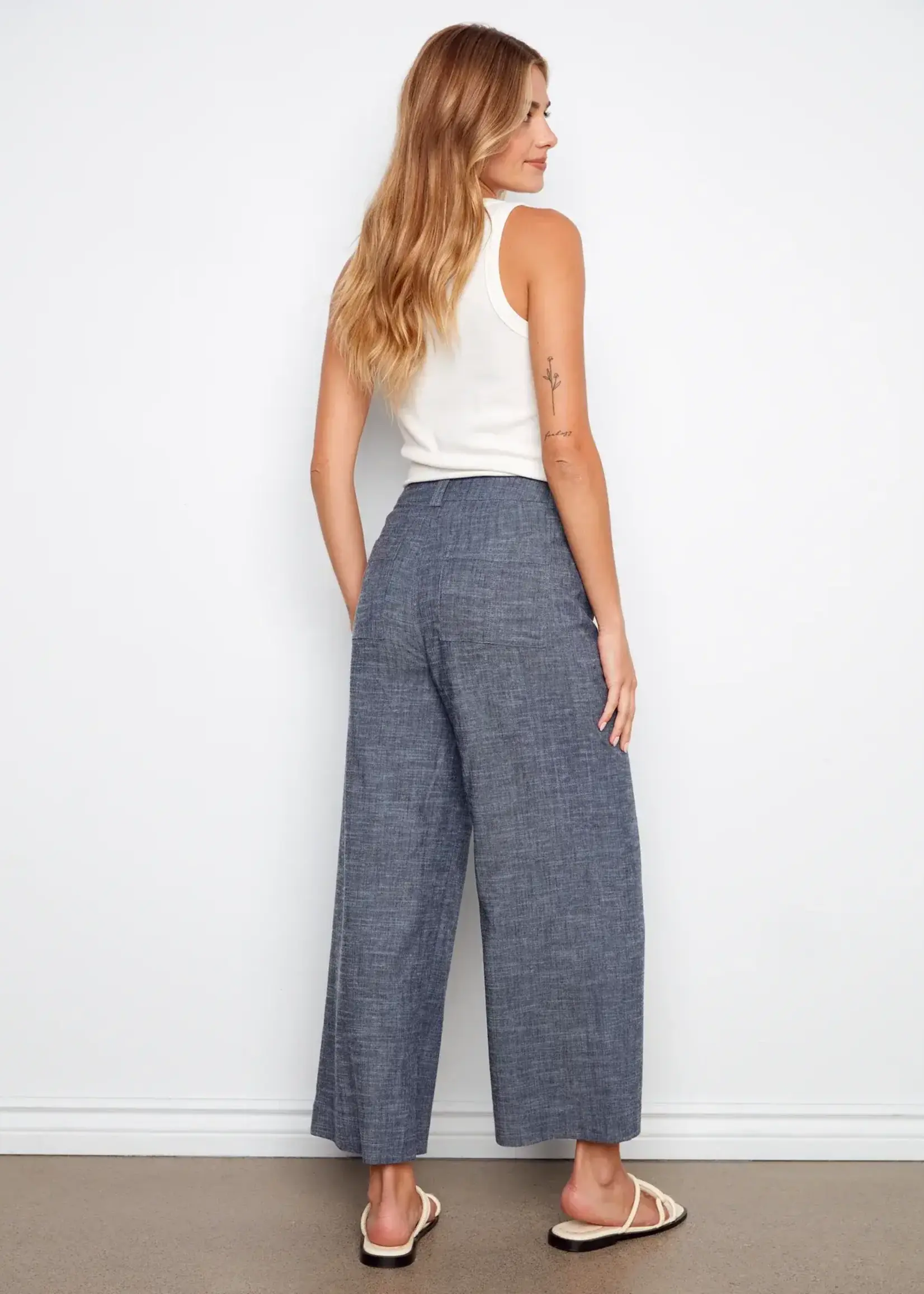 Charlie B Charlie B Linen Wide Leg Button Front Pant C5751