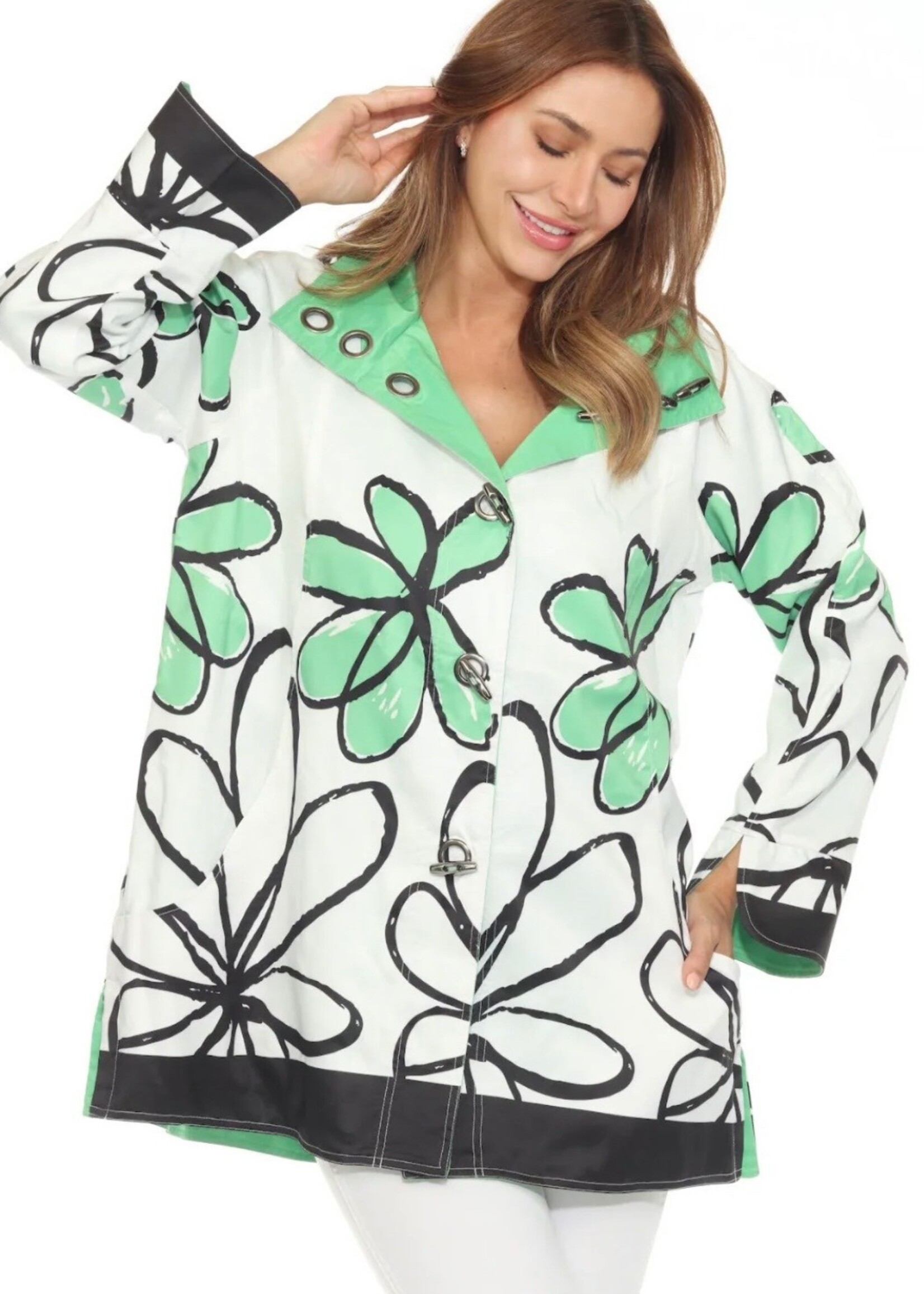 Oopera Oopera Floral Print Hooded Jacket J1239