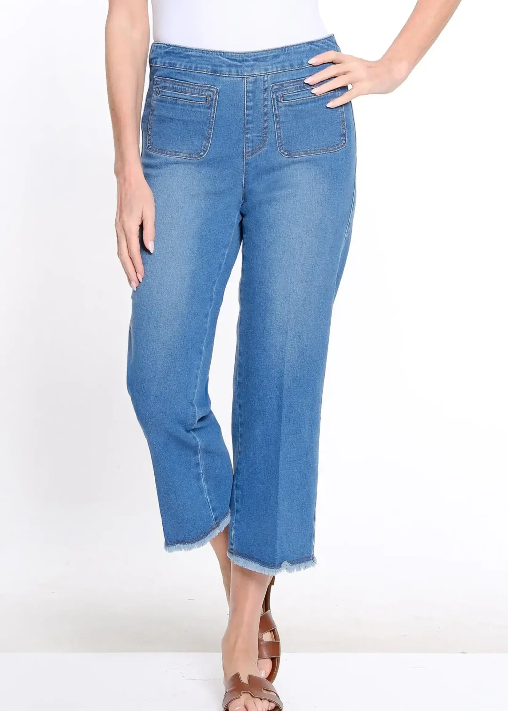 Multiples Multiples Pull On  Denim Crop Jeans w/ Pockets 16711