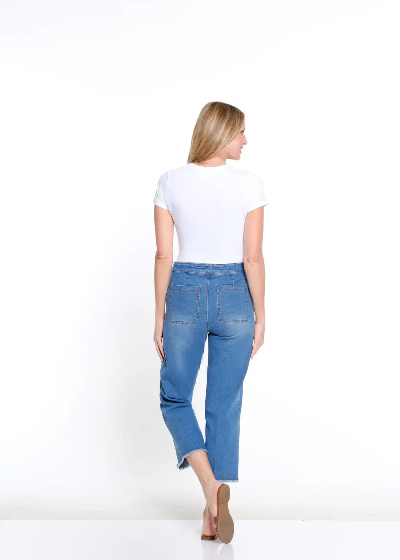 Multiples Multiples Pull On  Denim Crop Jeans w/ Pockets 16711