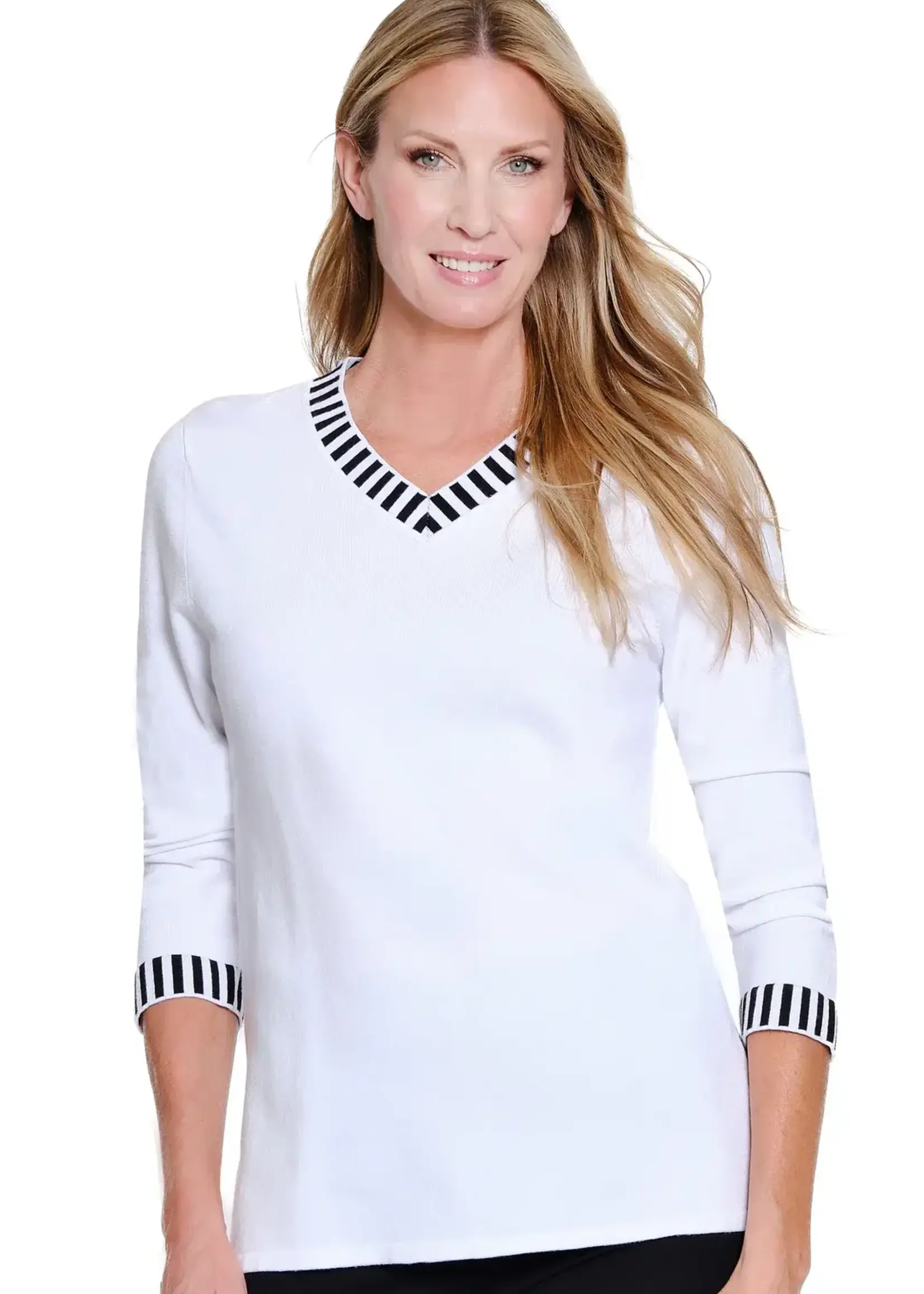 Multiples Multiples 3/4 Sleeve V Neck Top M16113