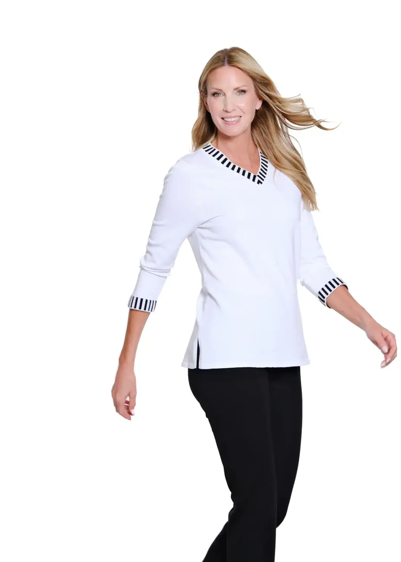 Multiples Multiples 3/4 Sleeve V Neck Top M16113