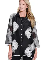 Multiples Multiples 3/4 Sleeve Hi Lo Shirt w/ Emb M16407