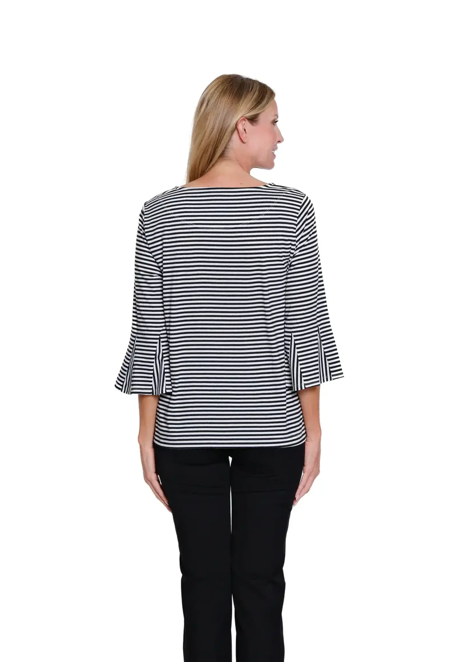 Multiples Multiples Flounce 3/4 Sleeve Stripe Top M16409